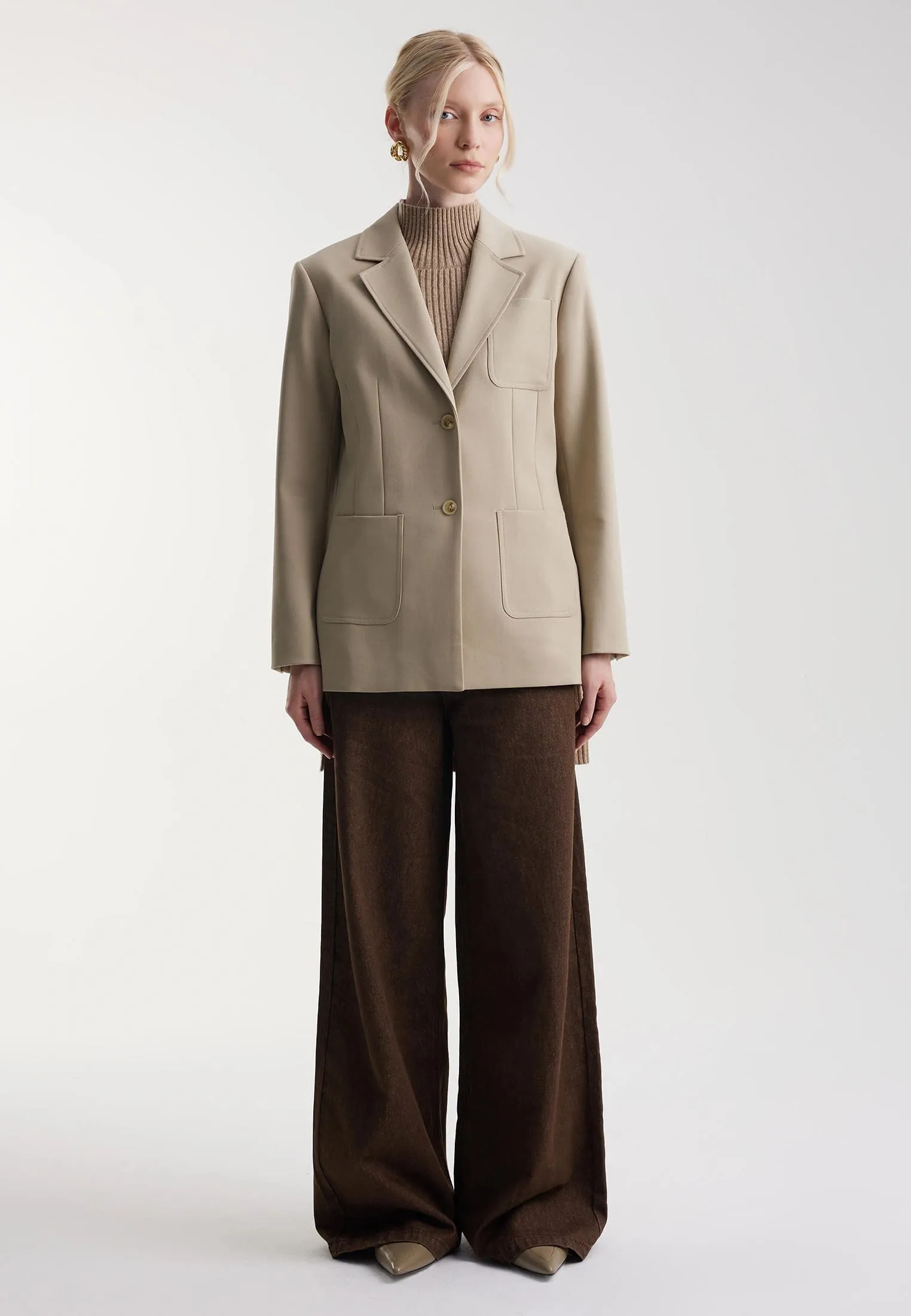 Однобортный жакет с шерстью