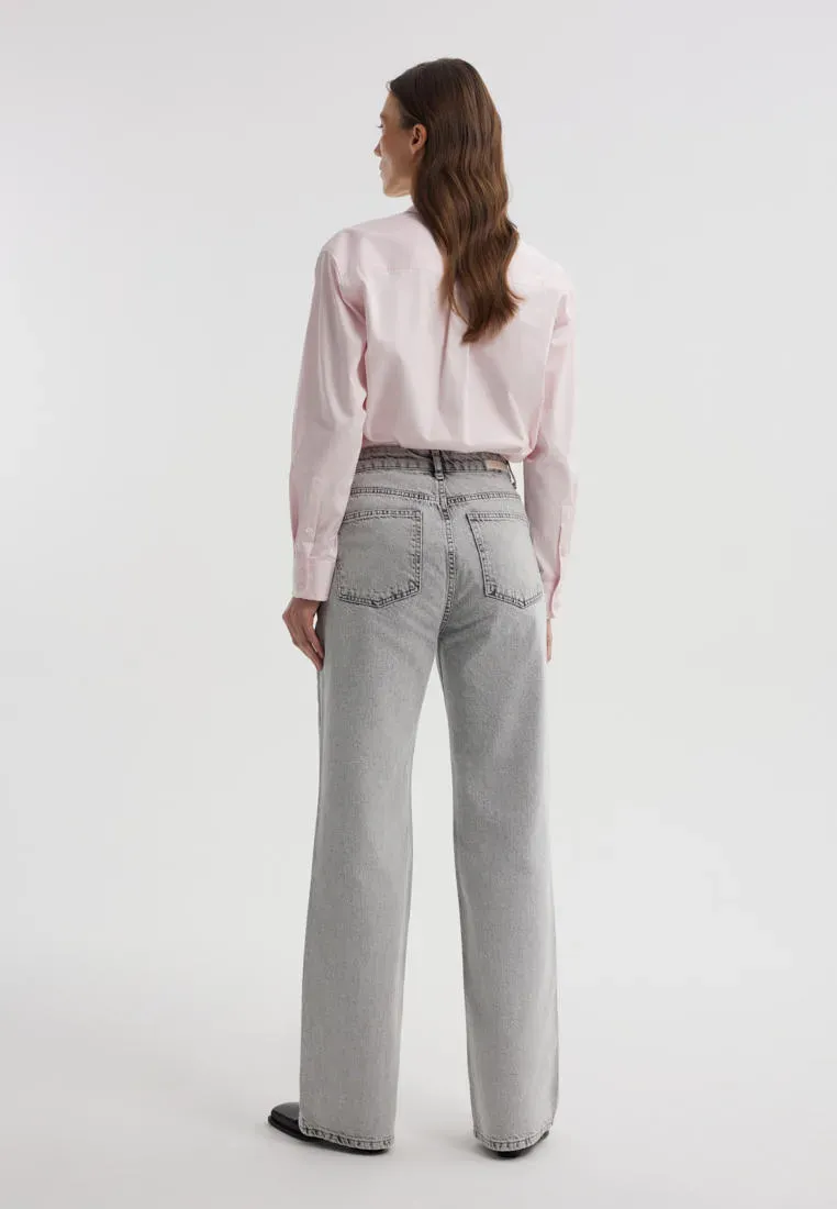 Джинсы wide leg с эффектом стоунвош