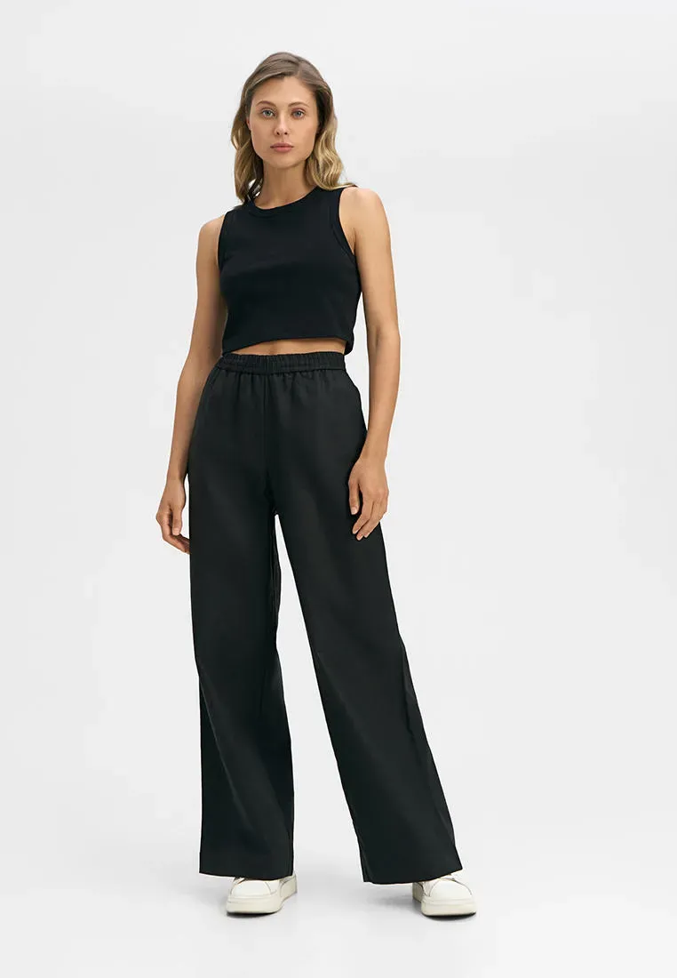 Льняные брюки с высокой посадкой