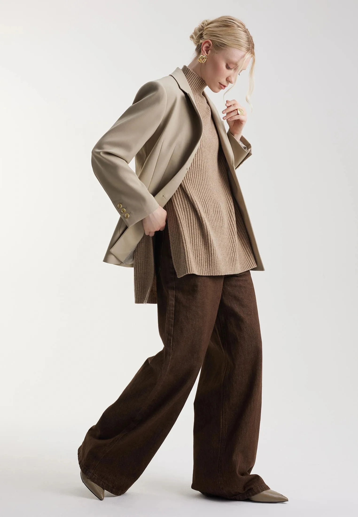 Однобортный жакет с шерстью