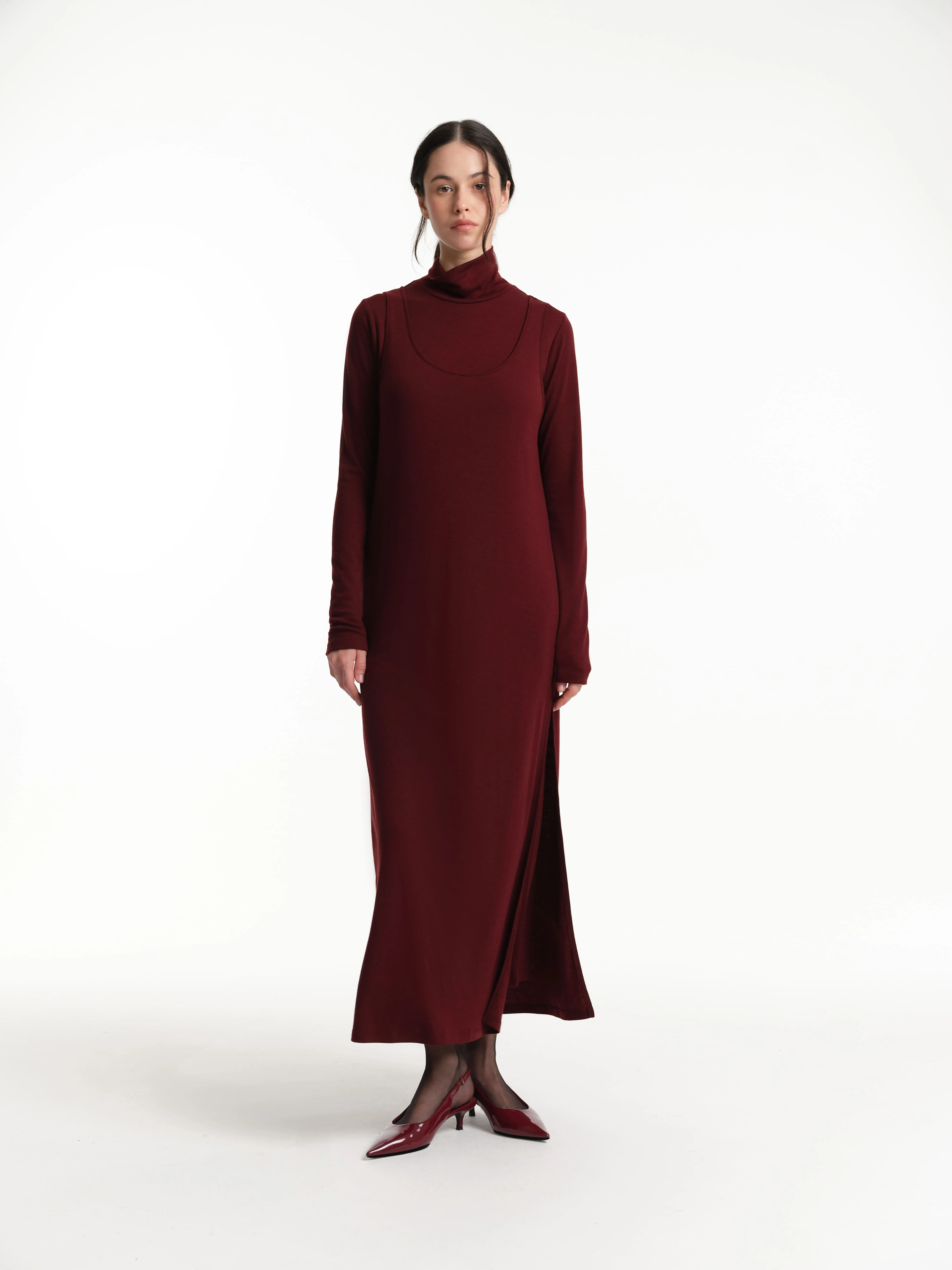 Двухслойное платье миди