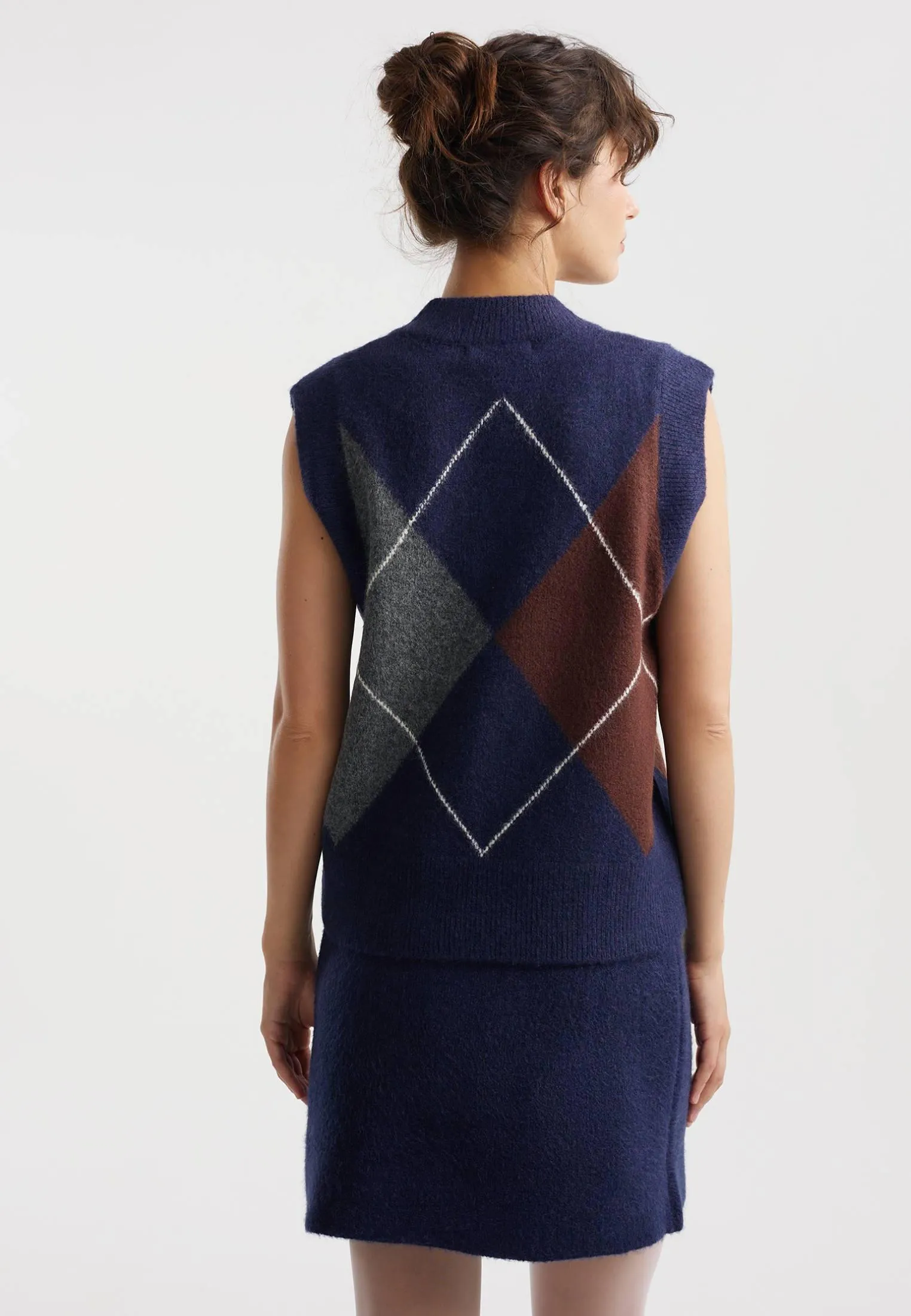 Трикотажный жилет с принтом аргайл