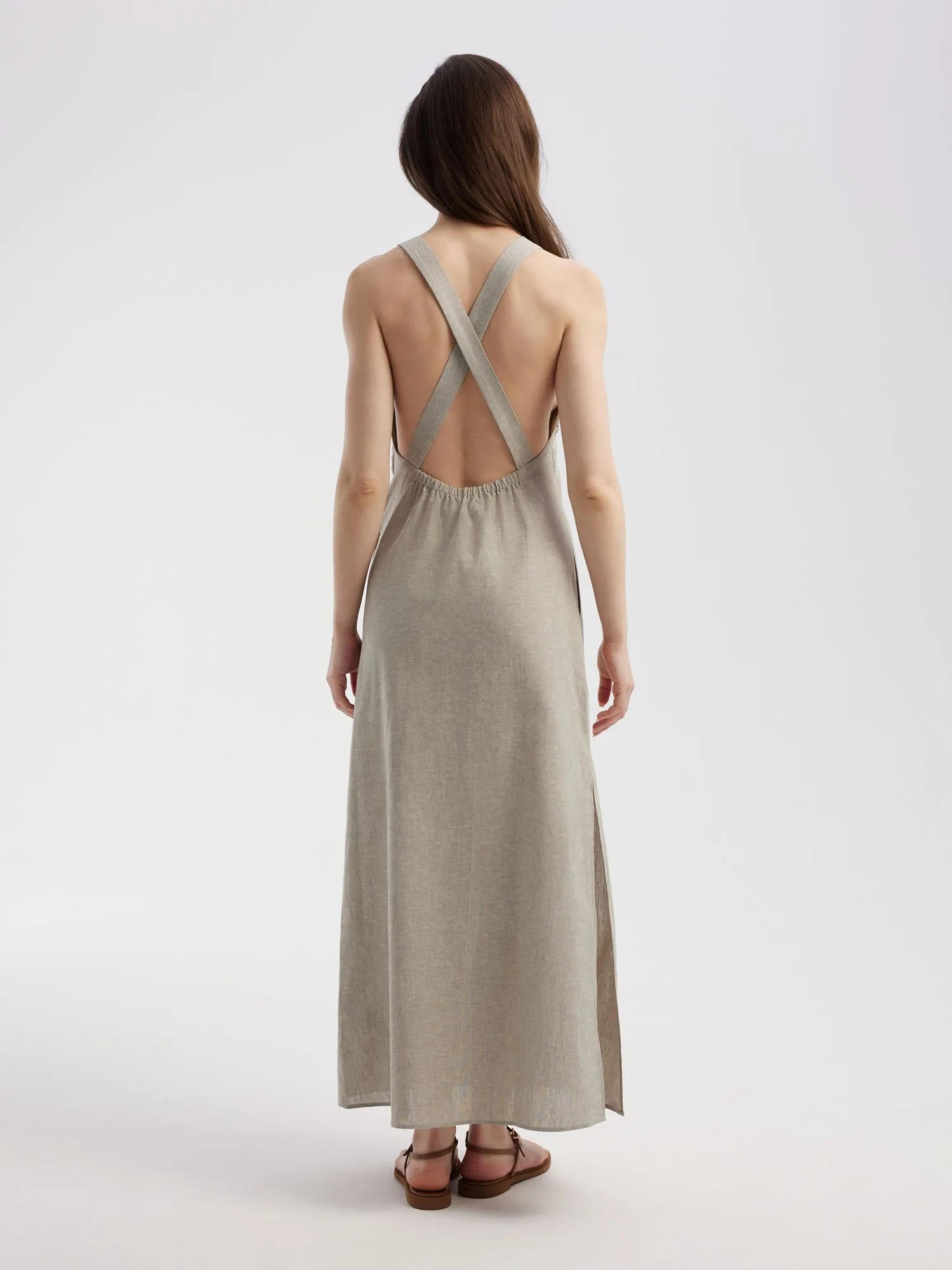 Платье миди из льна и хлопка