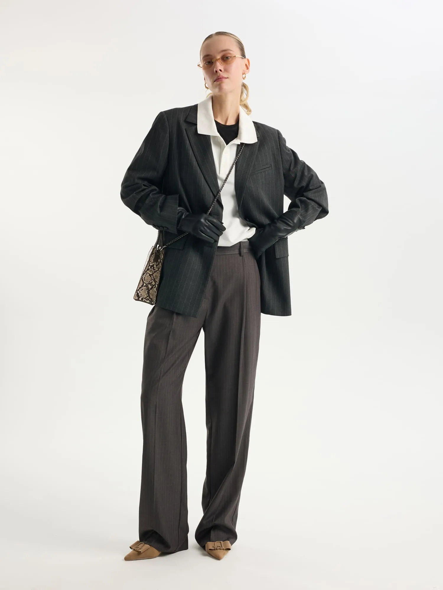 Однобортный жакет в полоску