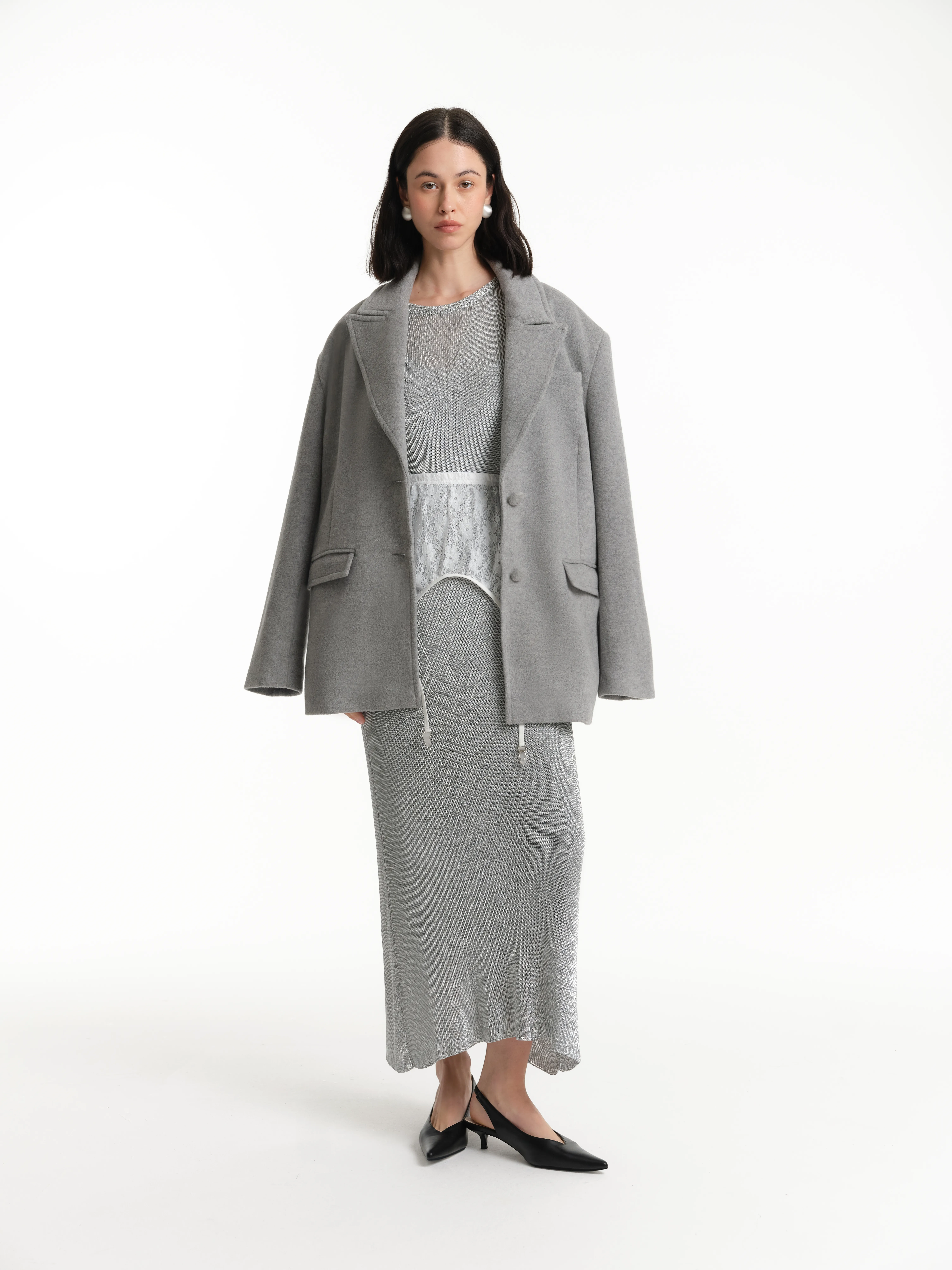 Платье из пряжи с металлической нитью