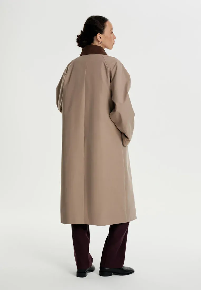 Тренч с хлопком и отделкой из вельвета