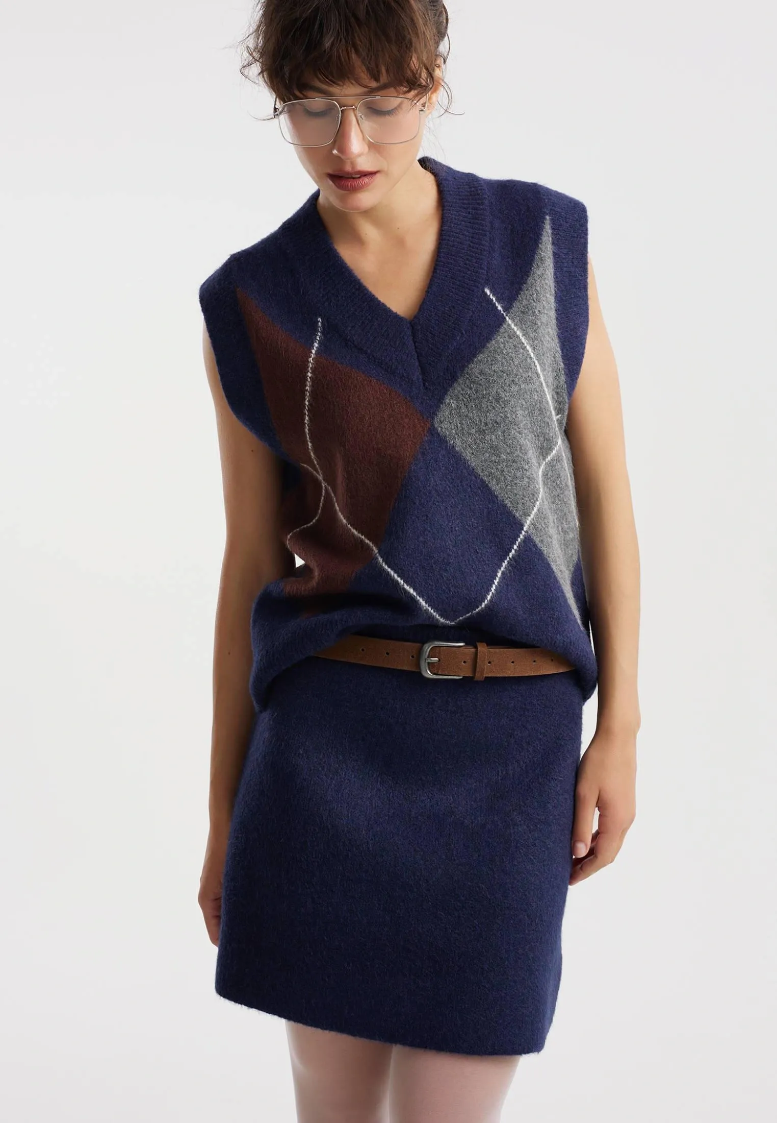 Трикотажный жилет с принтом аргайл