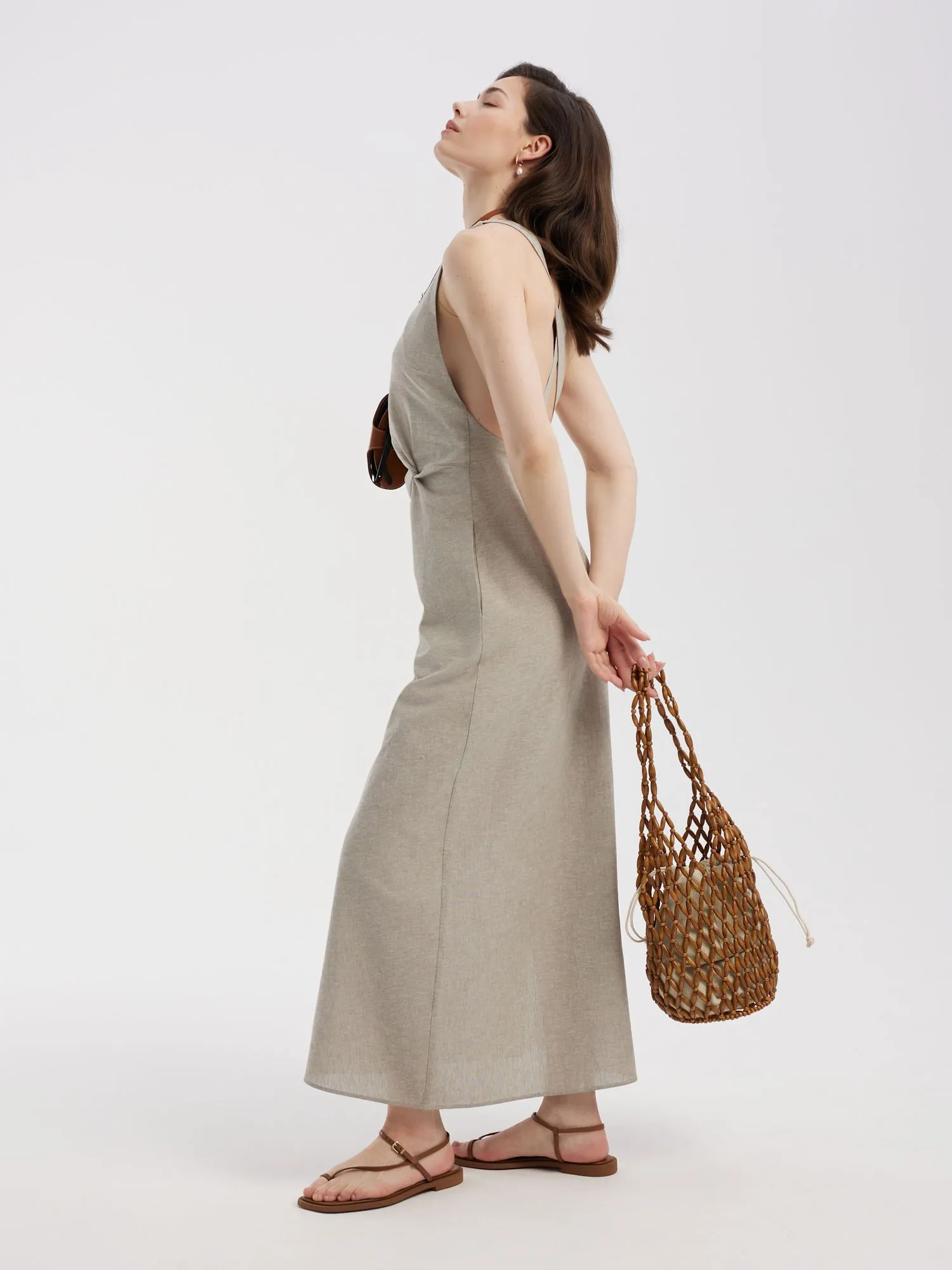 Платье миди из льна и хлопка