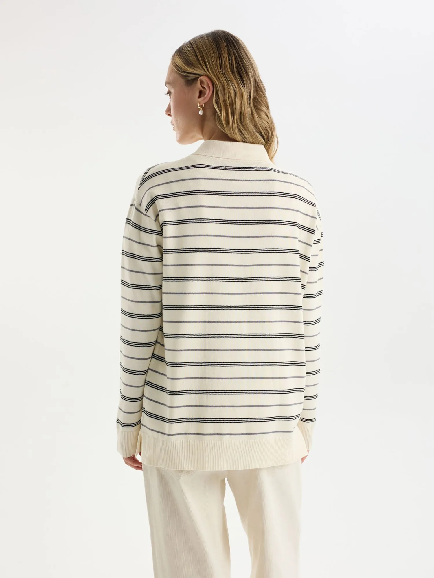 Джемпер-поло из вискозы в полоску