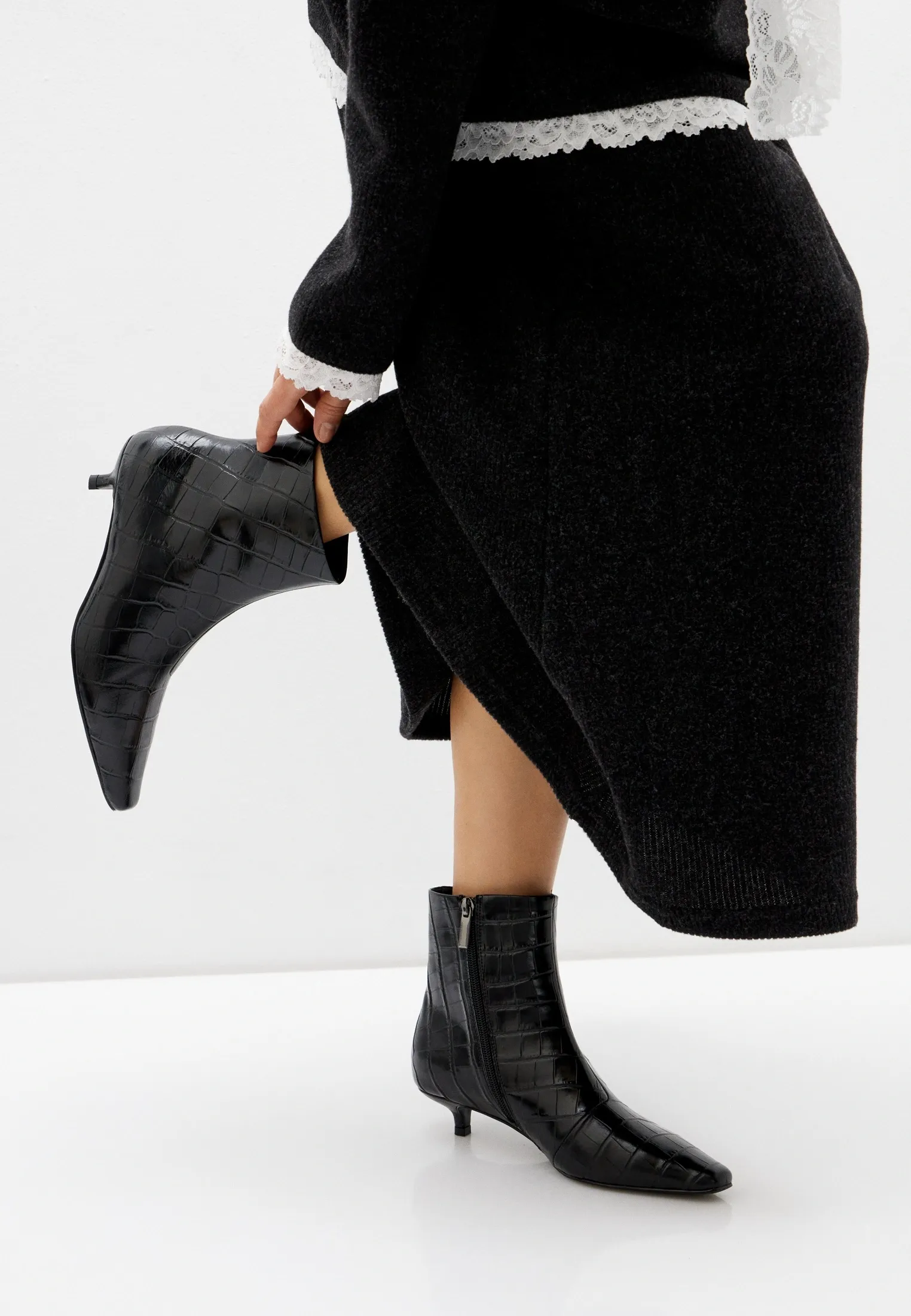 Ботильоны из 100% натуральной фактурной кожи