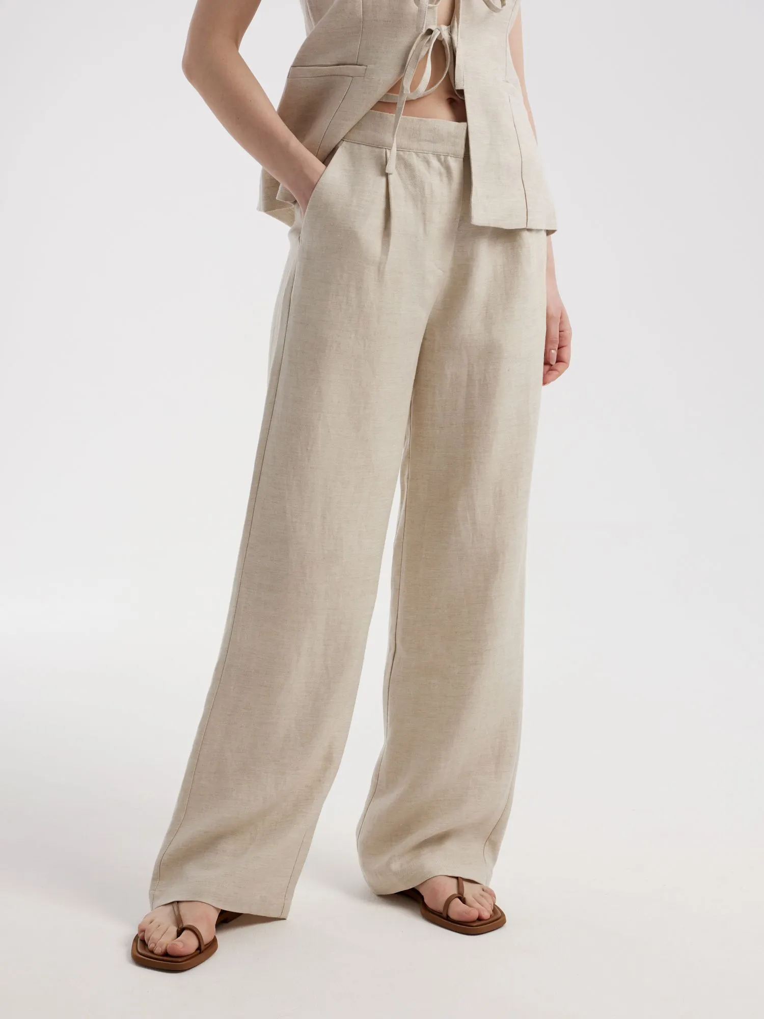 Брюки из льна и хлопка