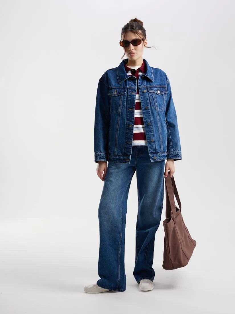 Джинсовая куртка свободного силуэта pure denim