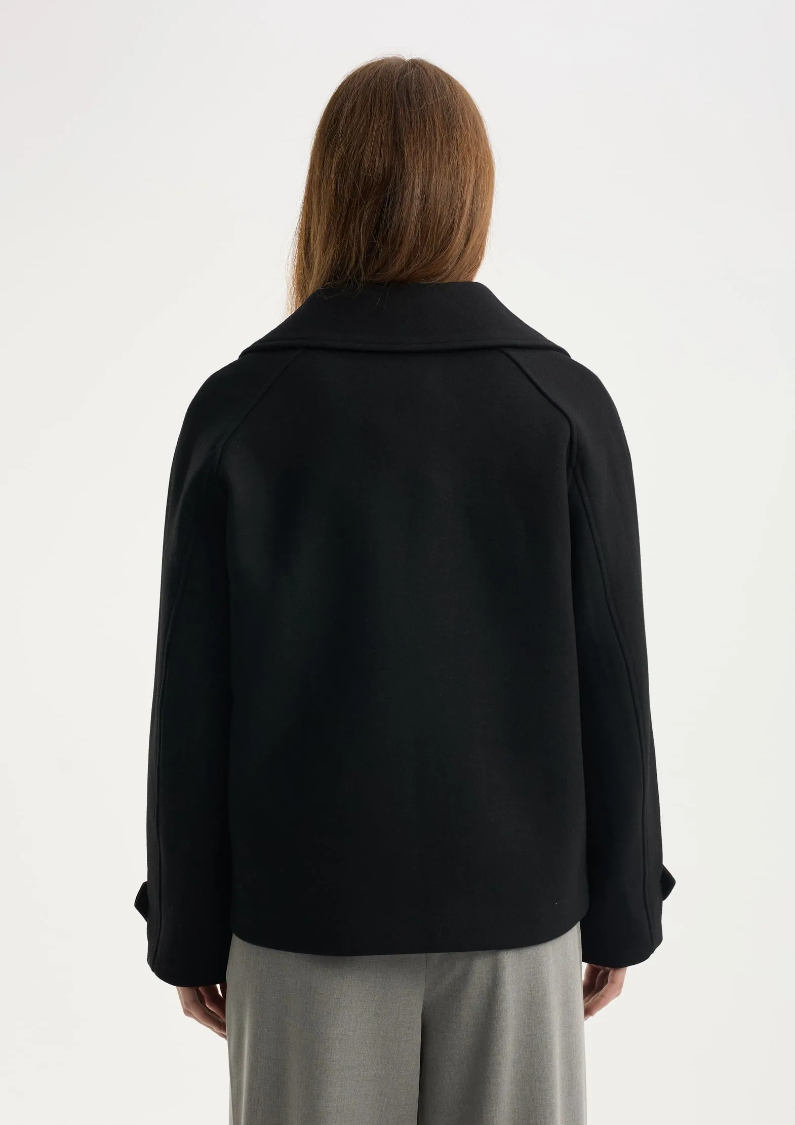 Полупальто с шерстью с английским воротником