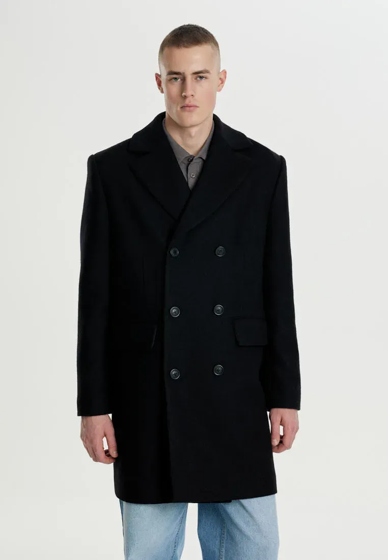 Двубортное пальто с шерстью