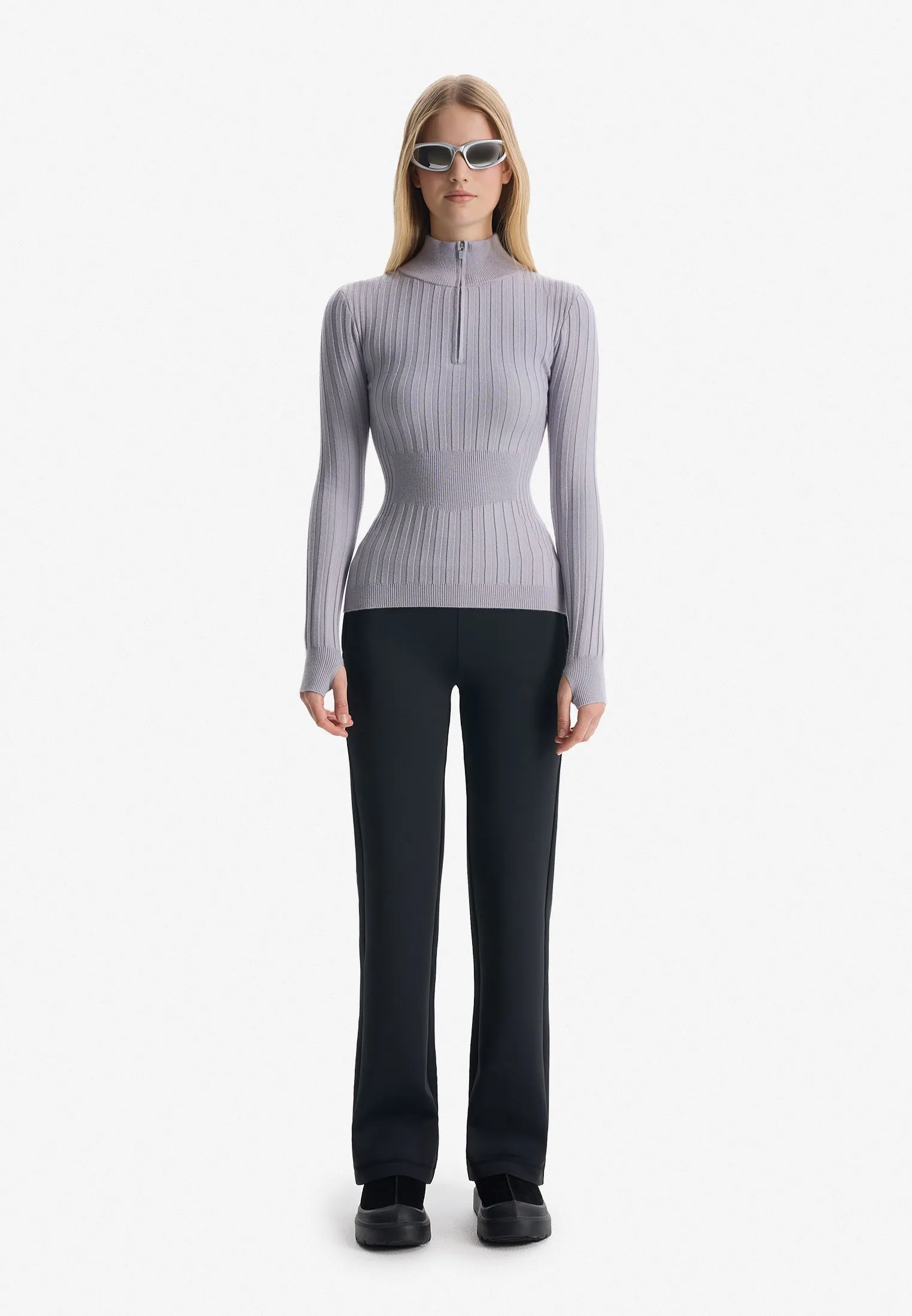 Джемпер half-zip из смесовой пряжи фактурной вязки