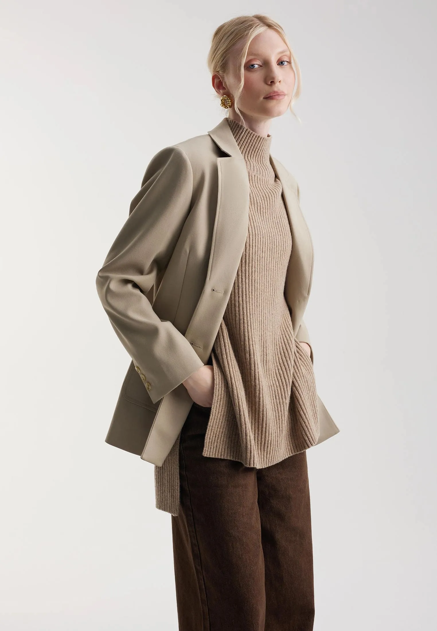 Однобортный жакет с шерстью