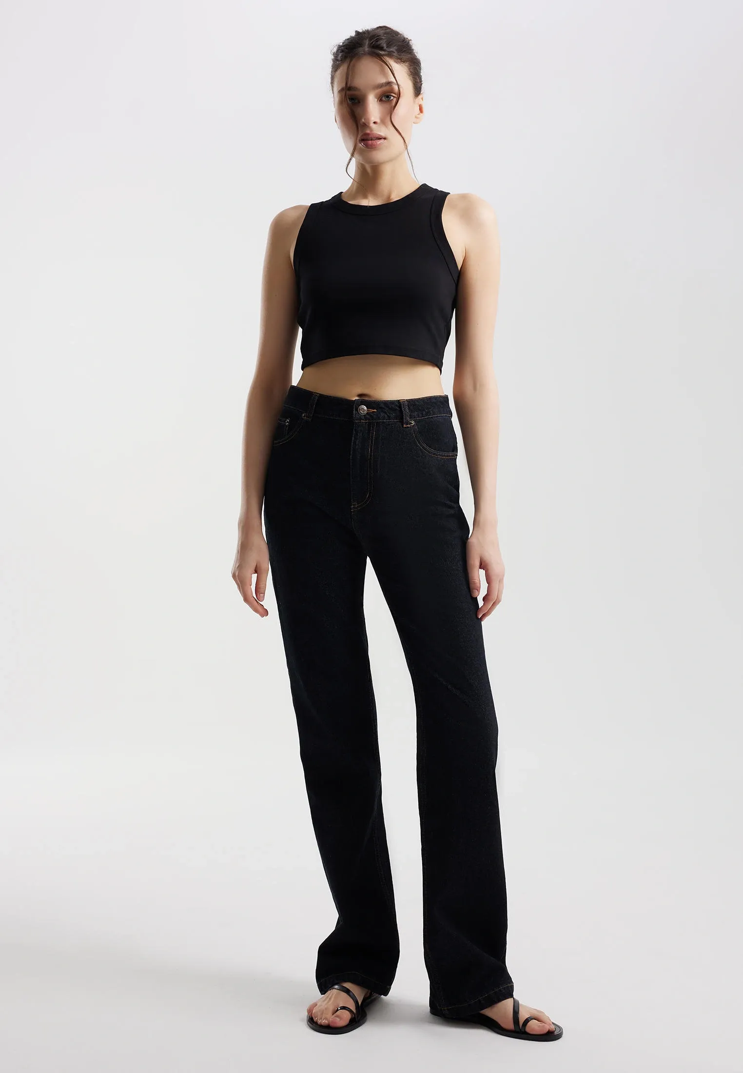 Джинсы-клеш dark denim