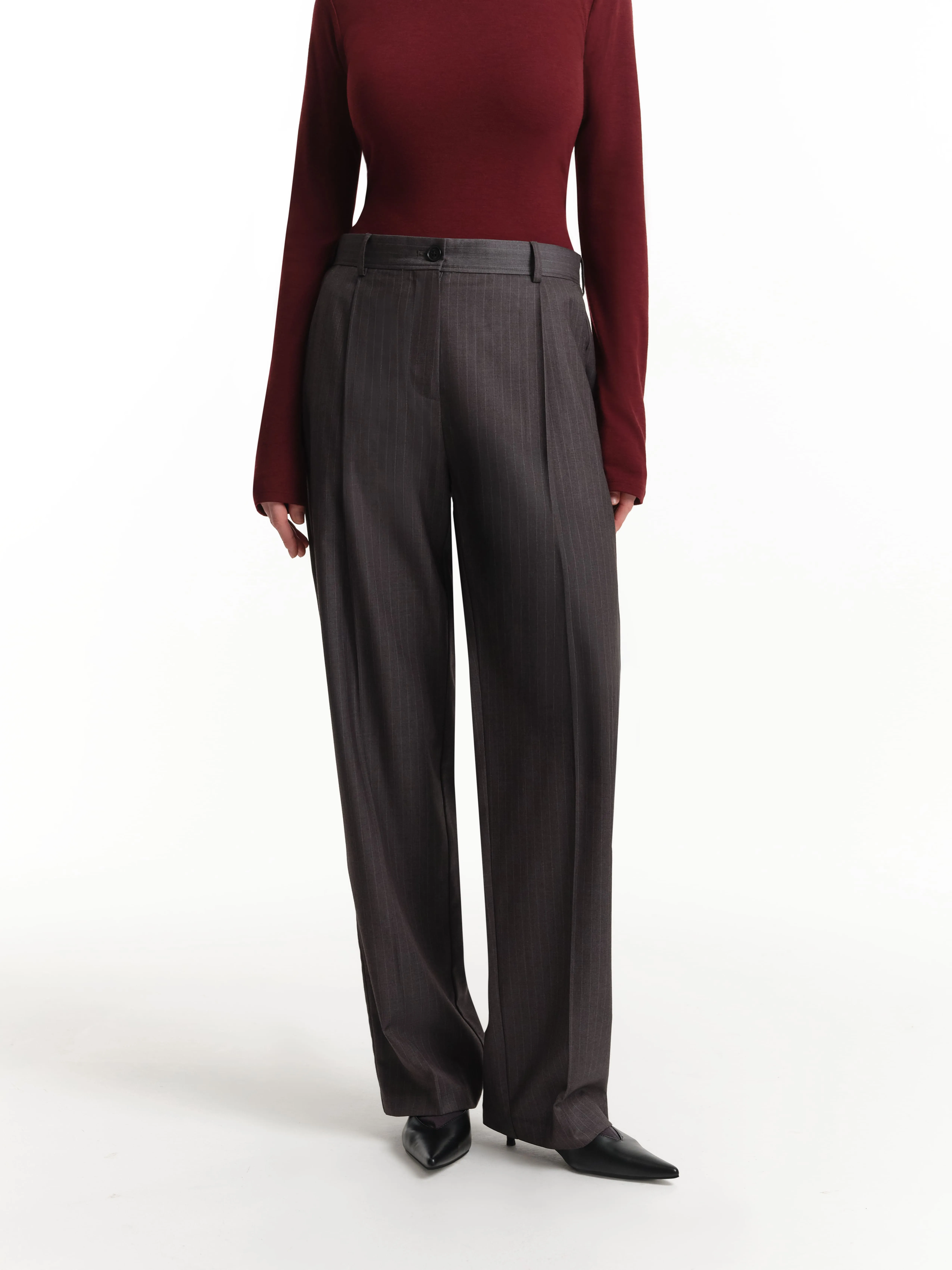 Брюки из костюмной ткани в полоску