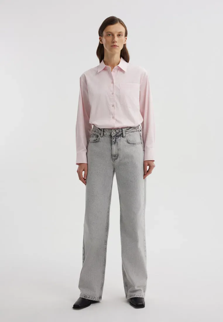 Джинсы wide leg с эффектом стоунвош