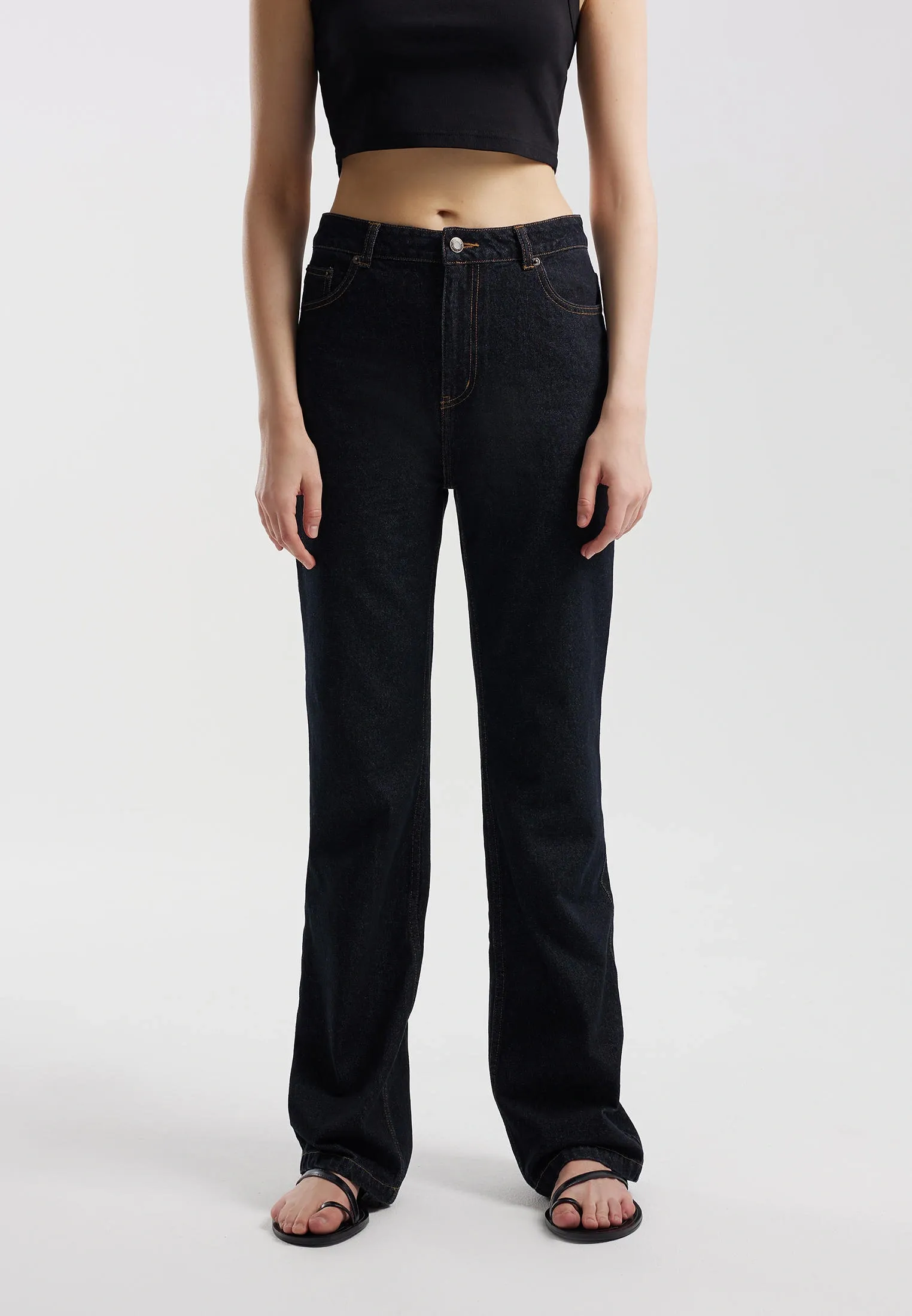 Джинсы-клеш dark denim