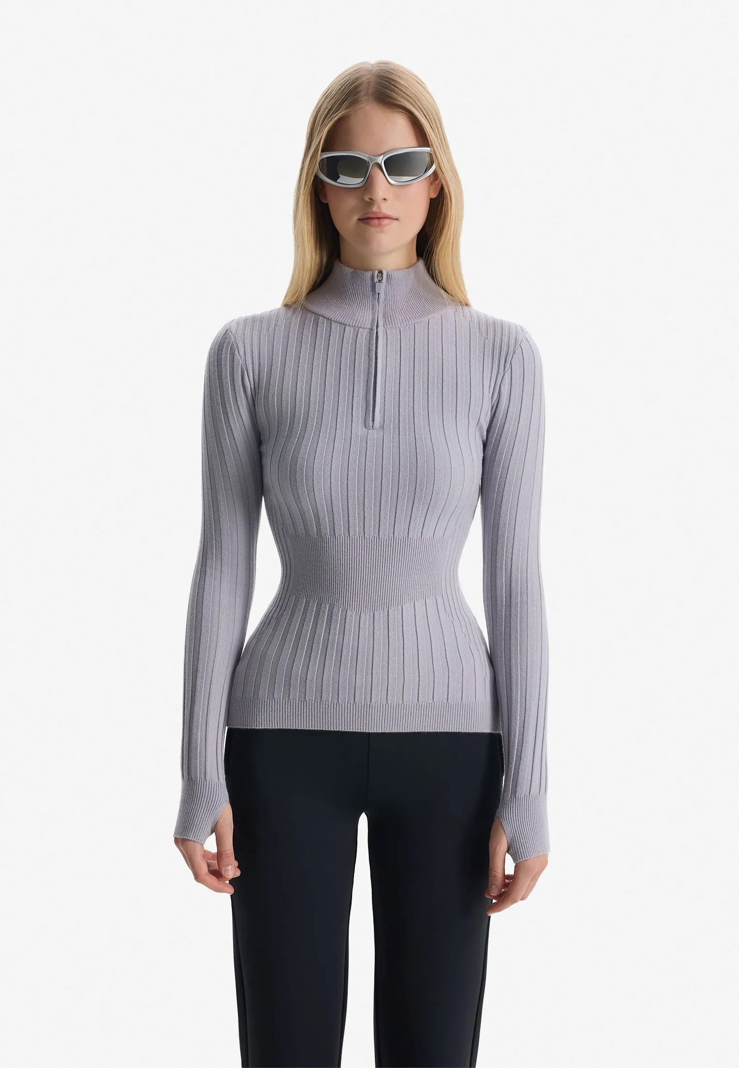 Джемпер half-zip из смесовой пряжи фактурной вязки