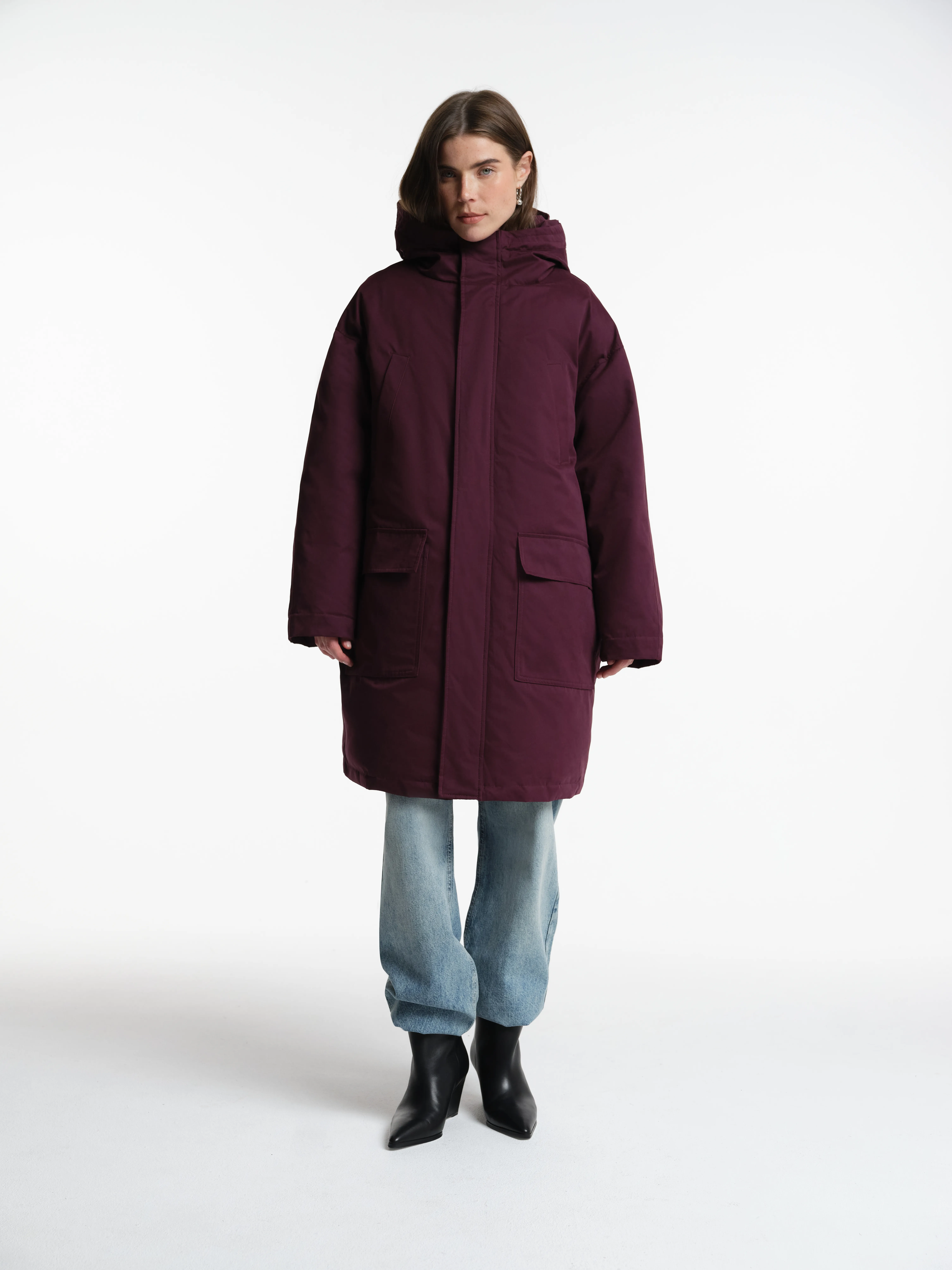 Утепленная парка oversize с капюшоном