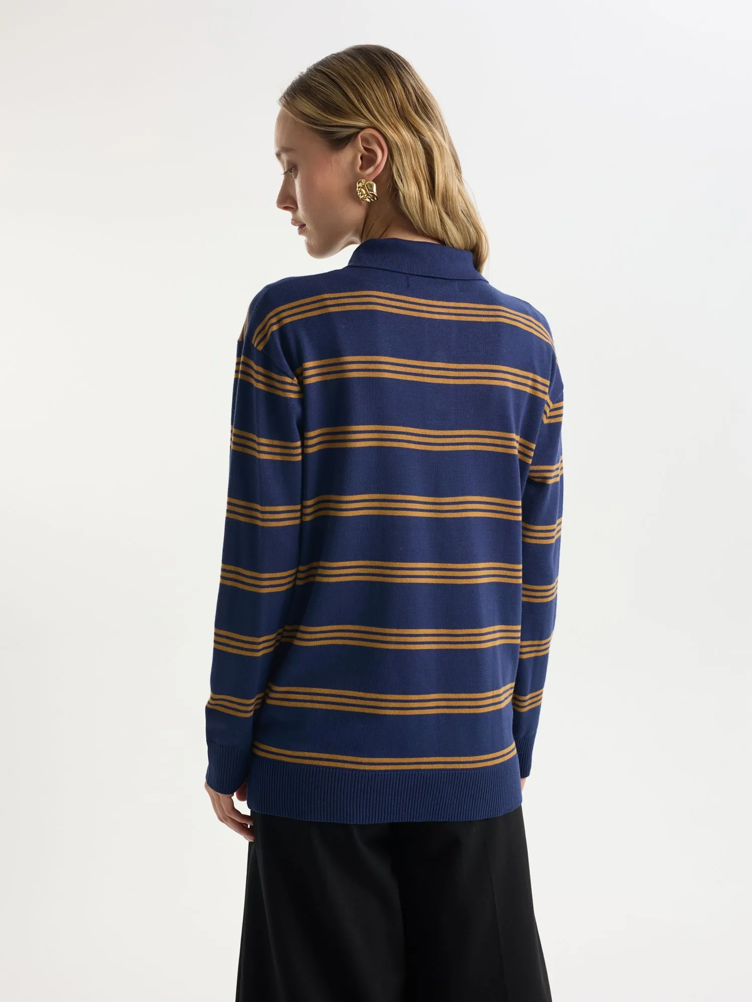 Джемпер-поло из вискозы в полоску