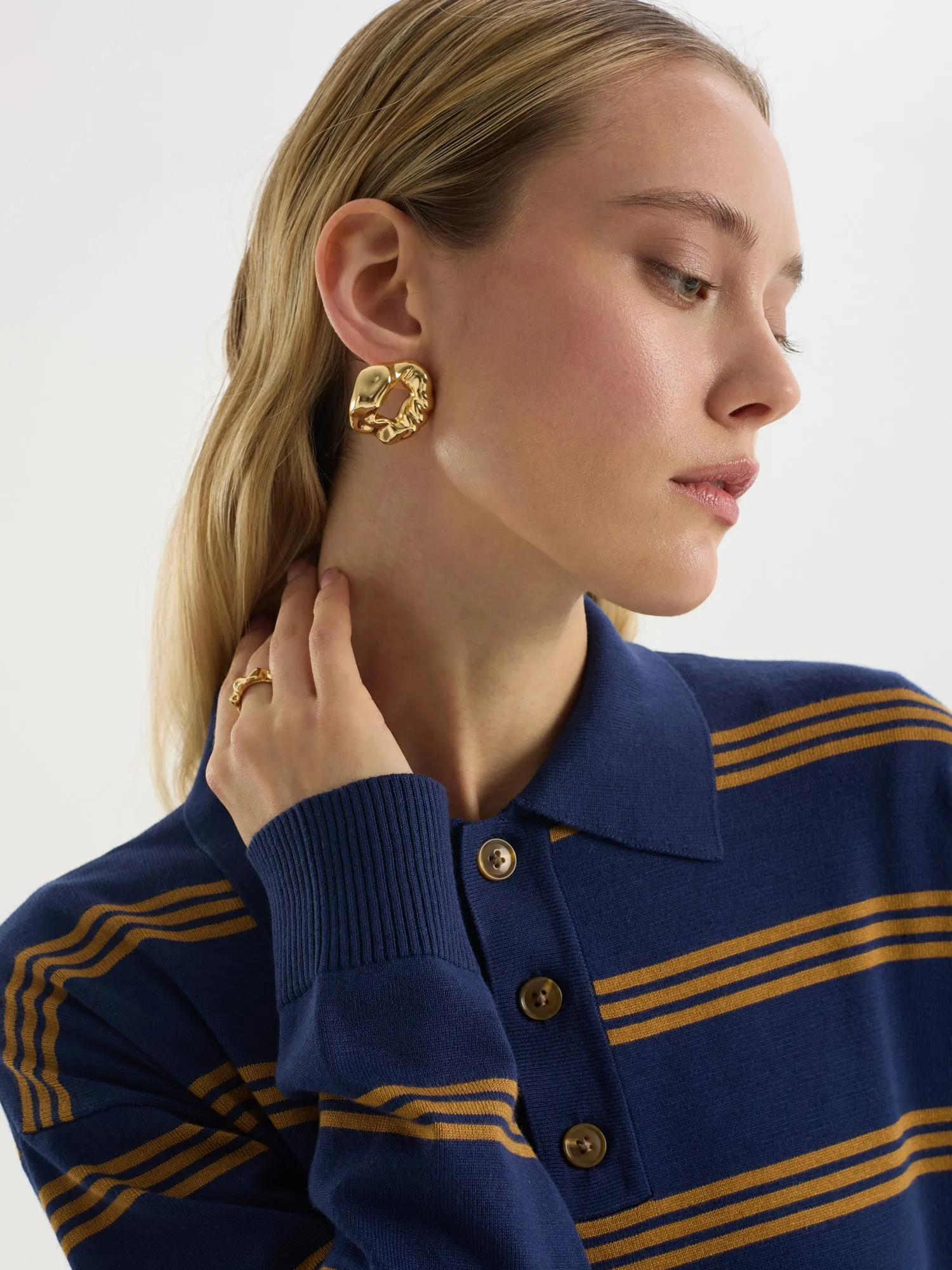 Джемпер-поло из вискозы в полоску