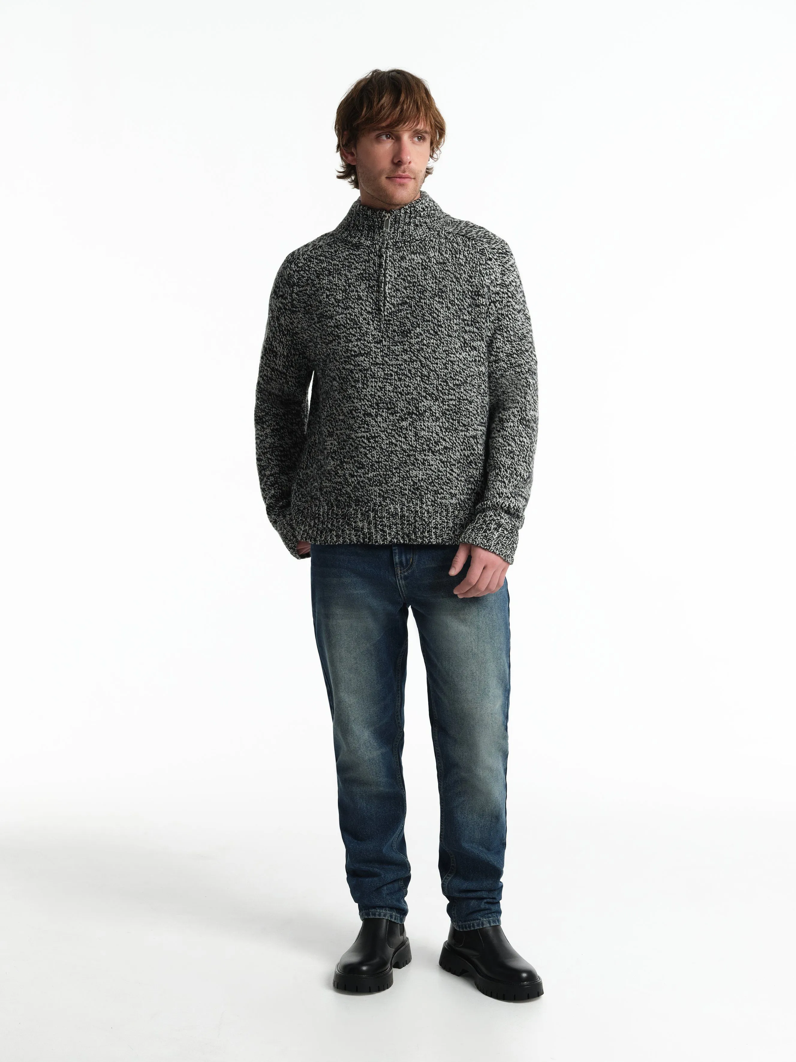 Джемпер с шерстью и воротником на молнии