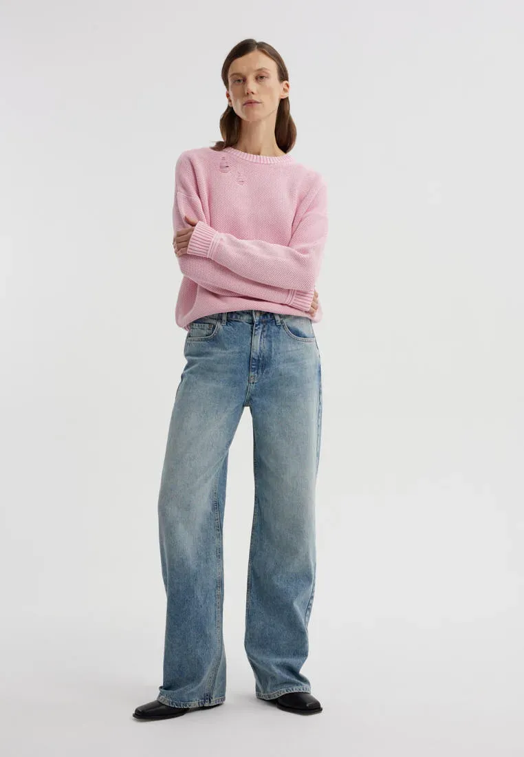 Джинсы wide leg с эффектом стоунвош