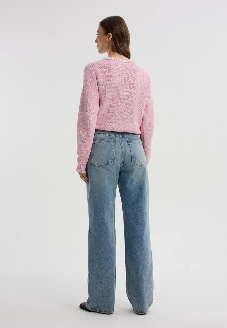 Джинсы wide leg с эффектом стоунвош