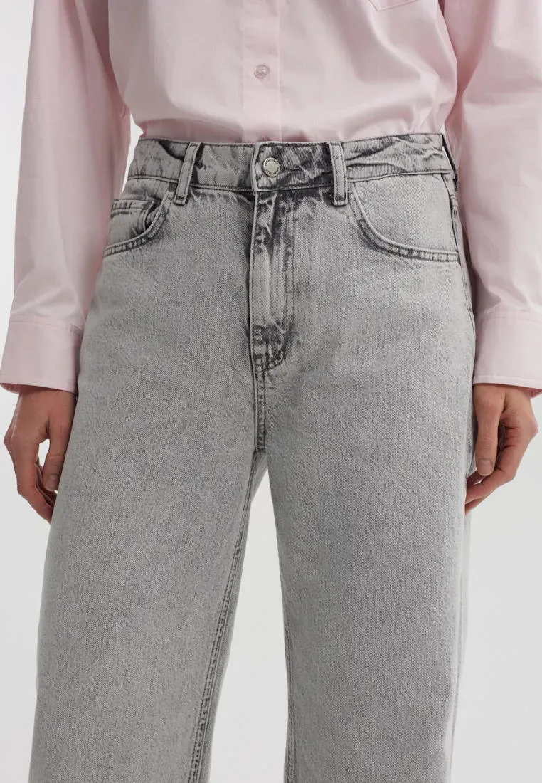 Джинсы wide leg с эффектом стоунвош