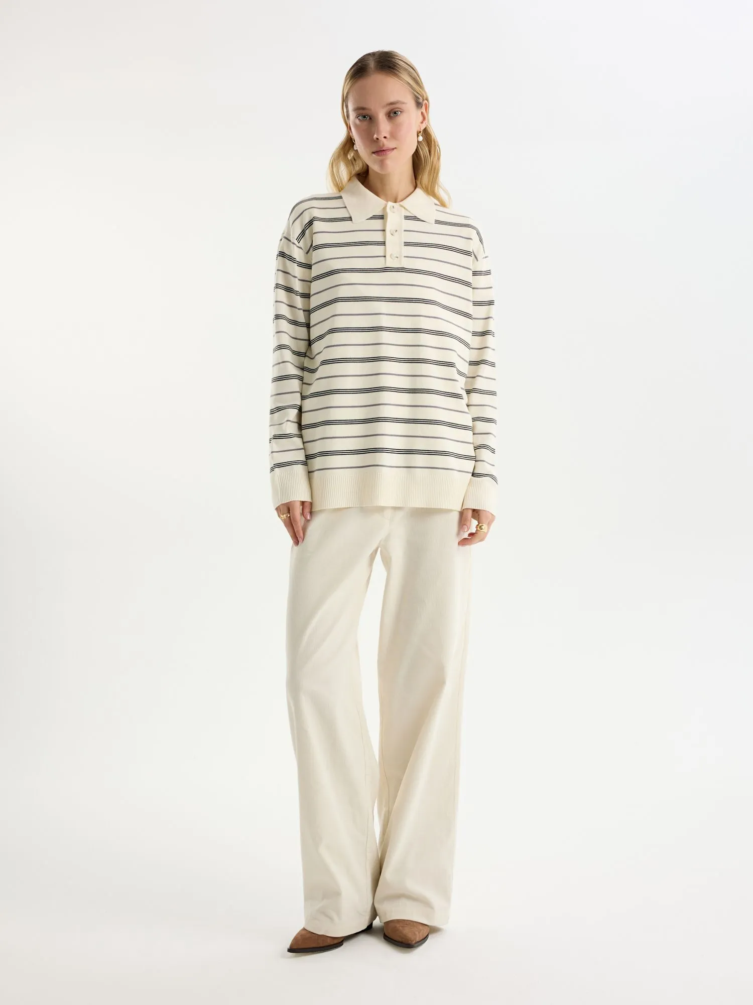 Джемпер-поло из вискозы в полоску