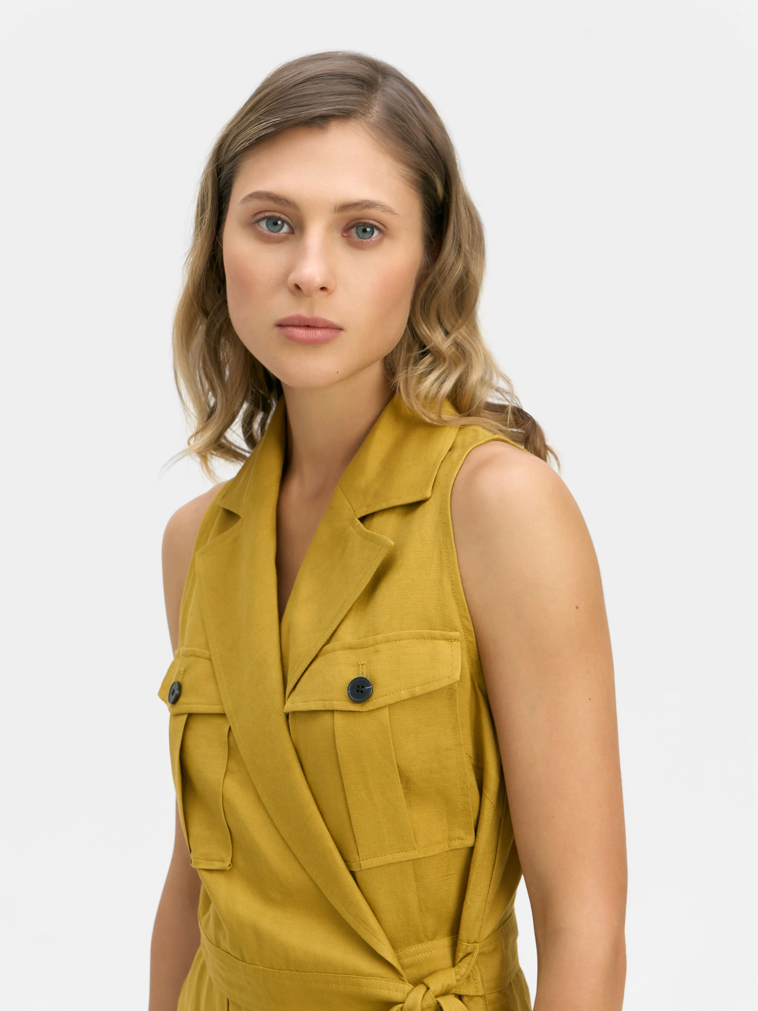 Льняное платье на запах