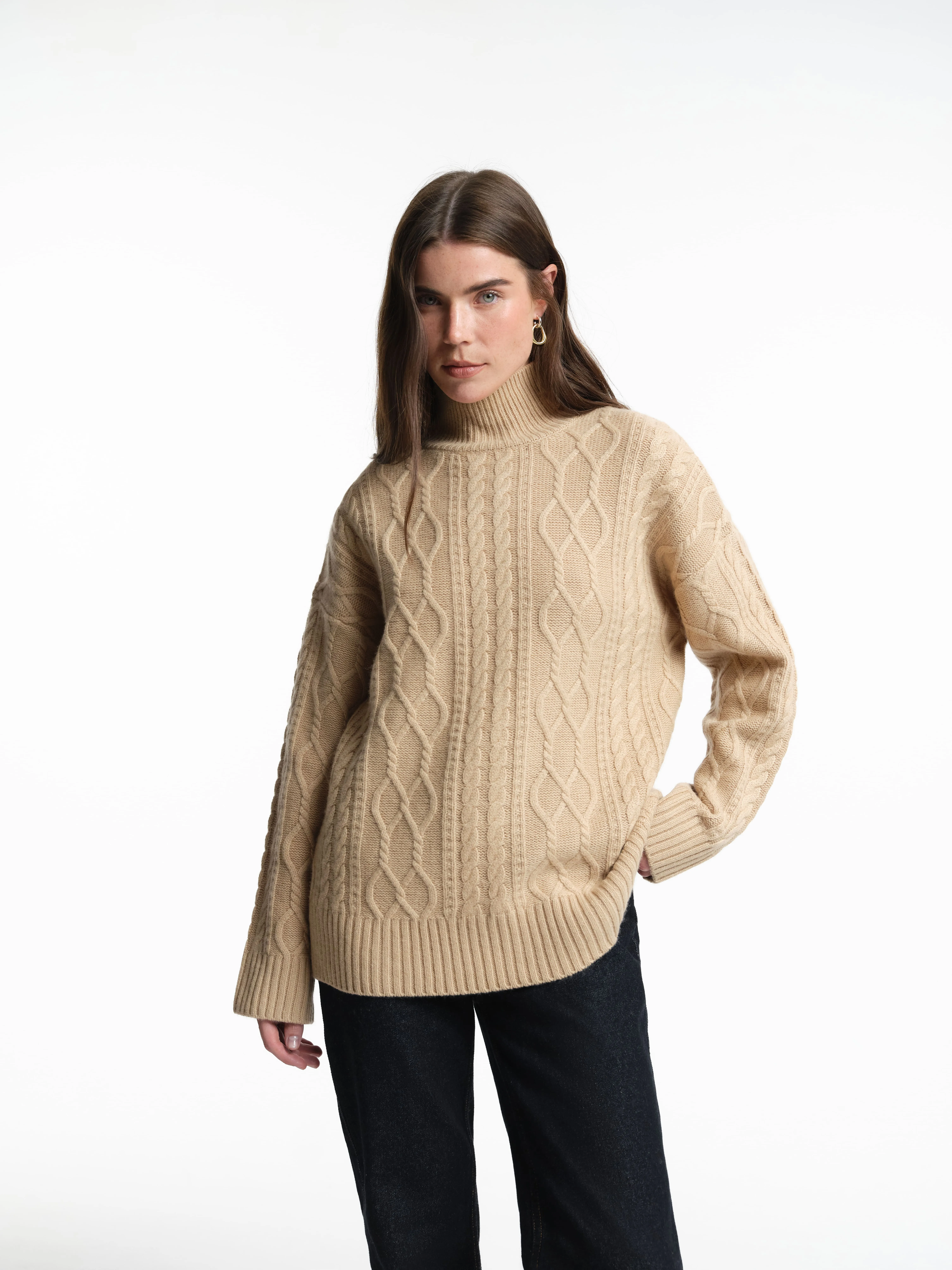 Свитер фактурной вязки с шерстью