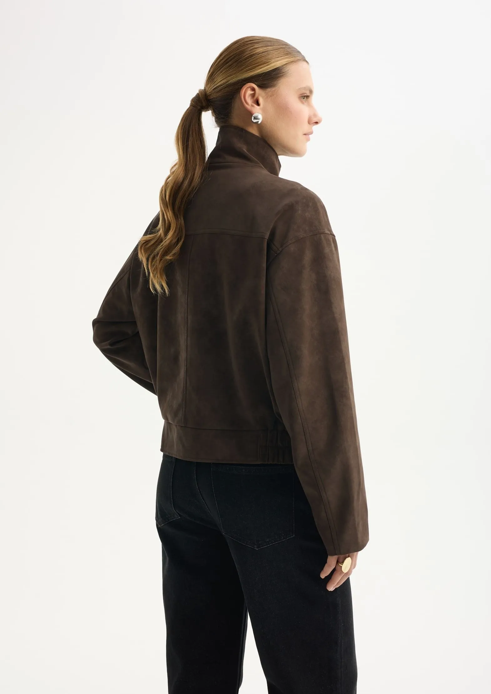 Бомбер из ткани с эффектом замши