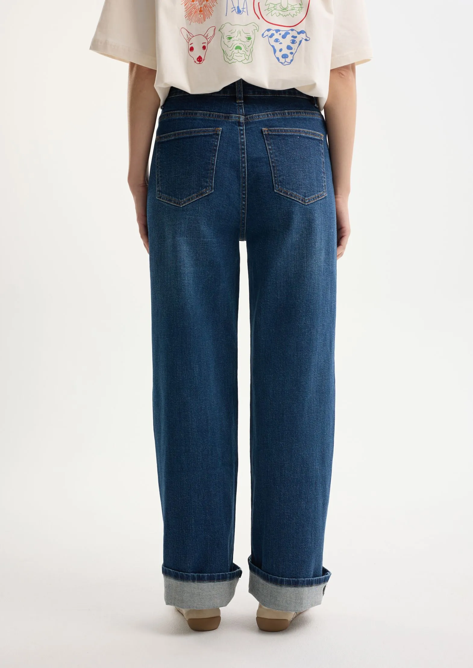 Джинсы wide leg с эффектом стирки