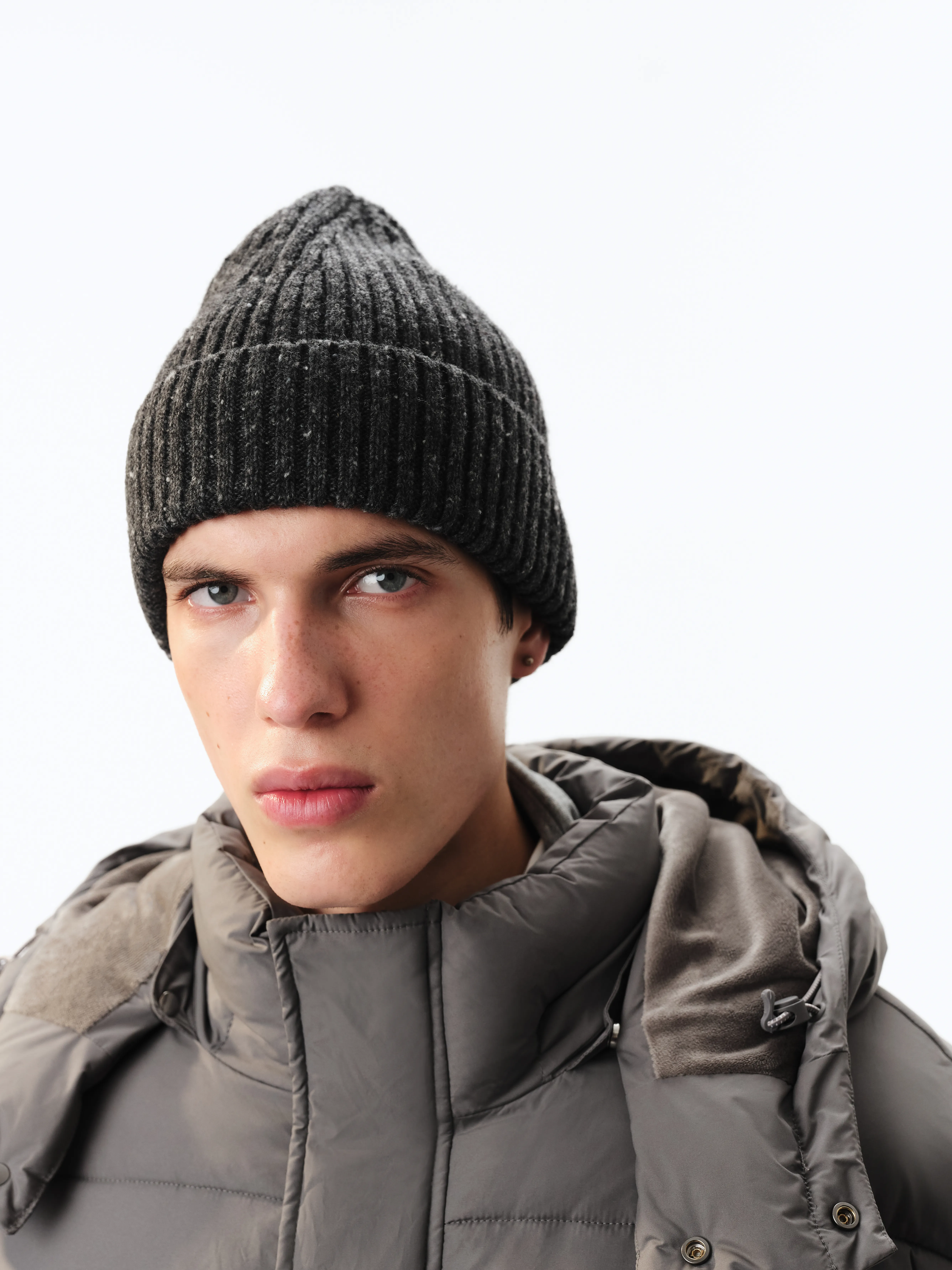 Шапка с шерстью и эффектом меланж