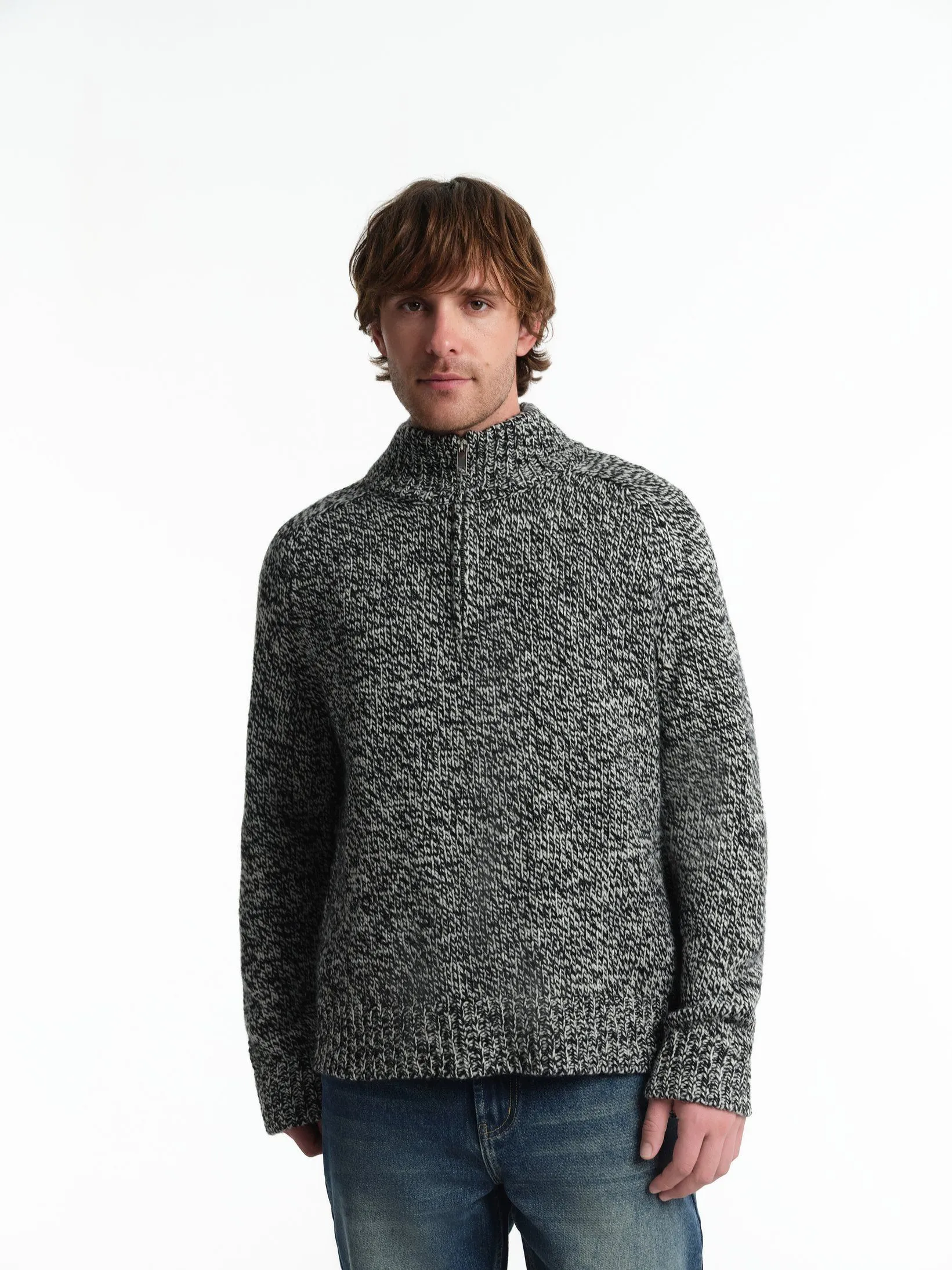 Джемпер с шерстью и воротником на молнии