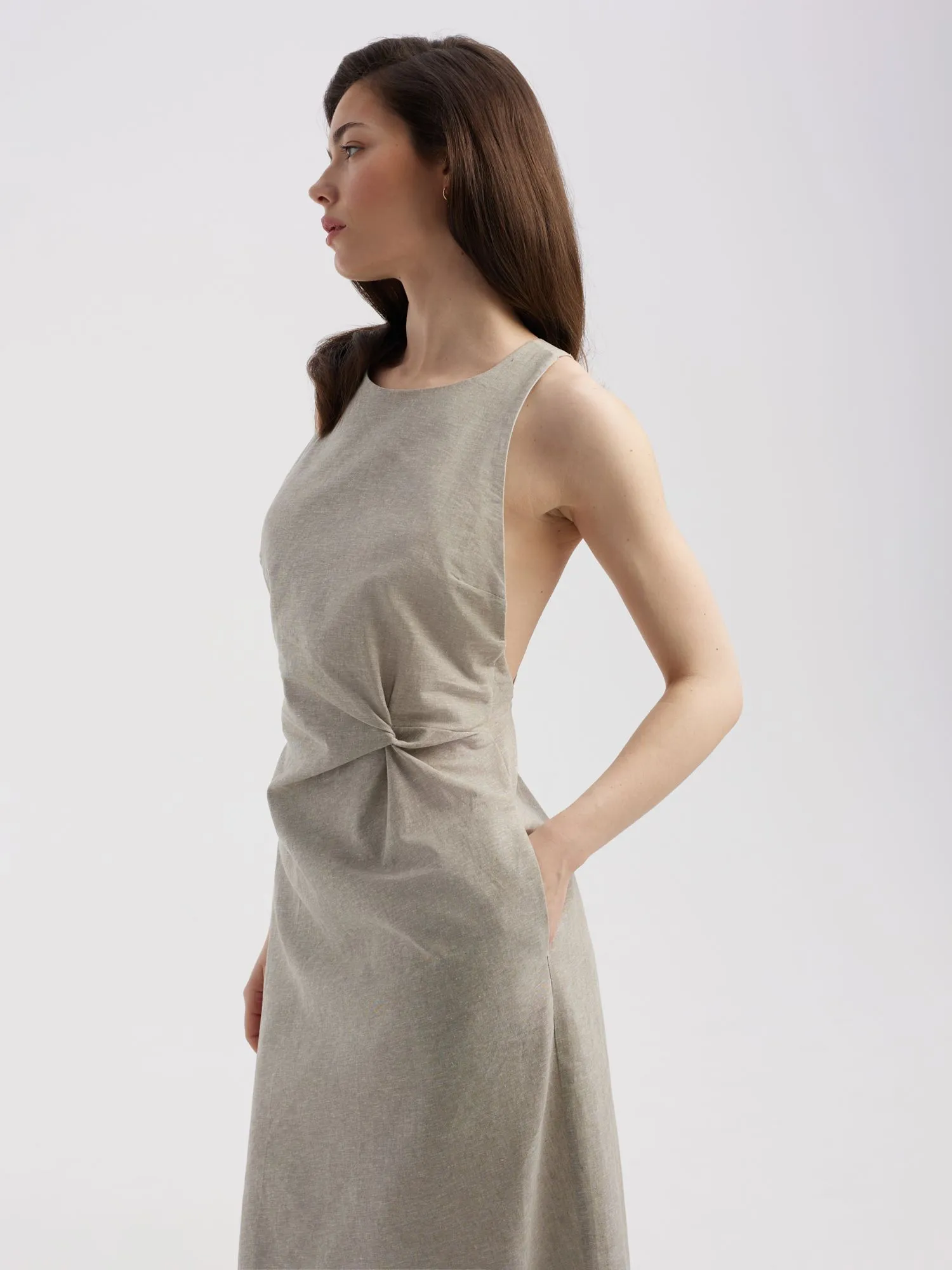 Платье миди из льна и хлопка