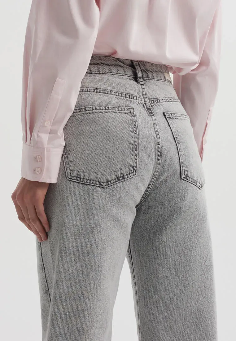 Джинсы wide leg с эффектом стоунвош