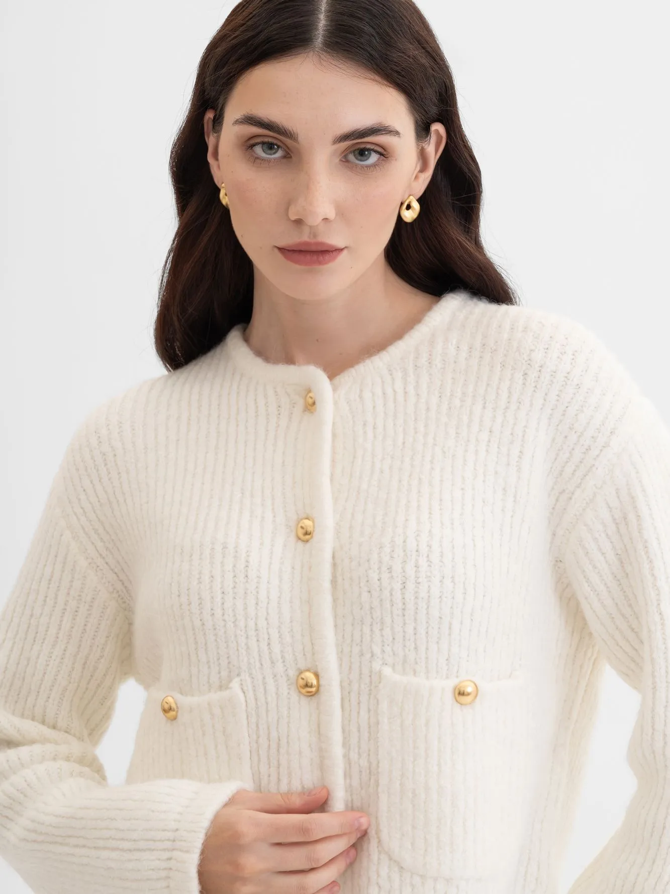 Вязаный жакет с добавлением шерсти