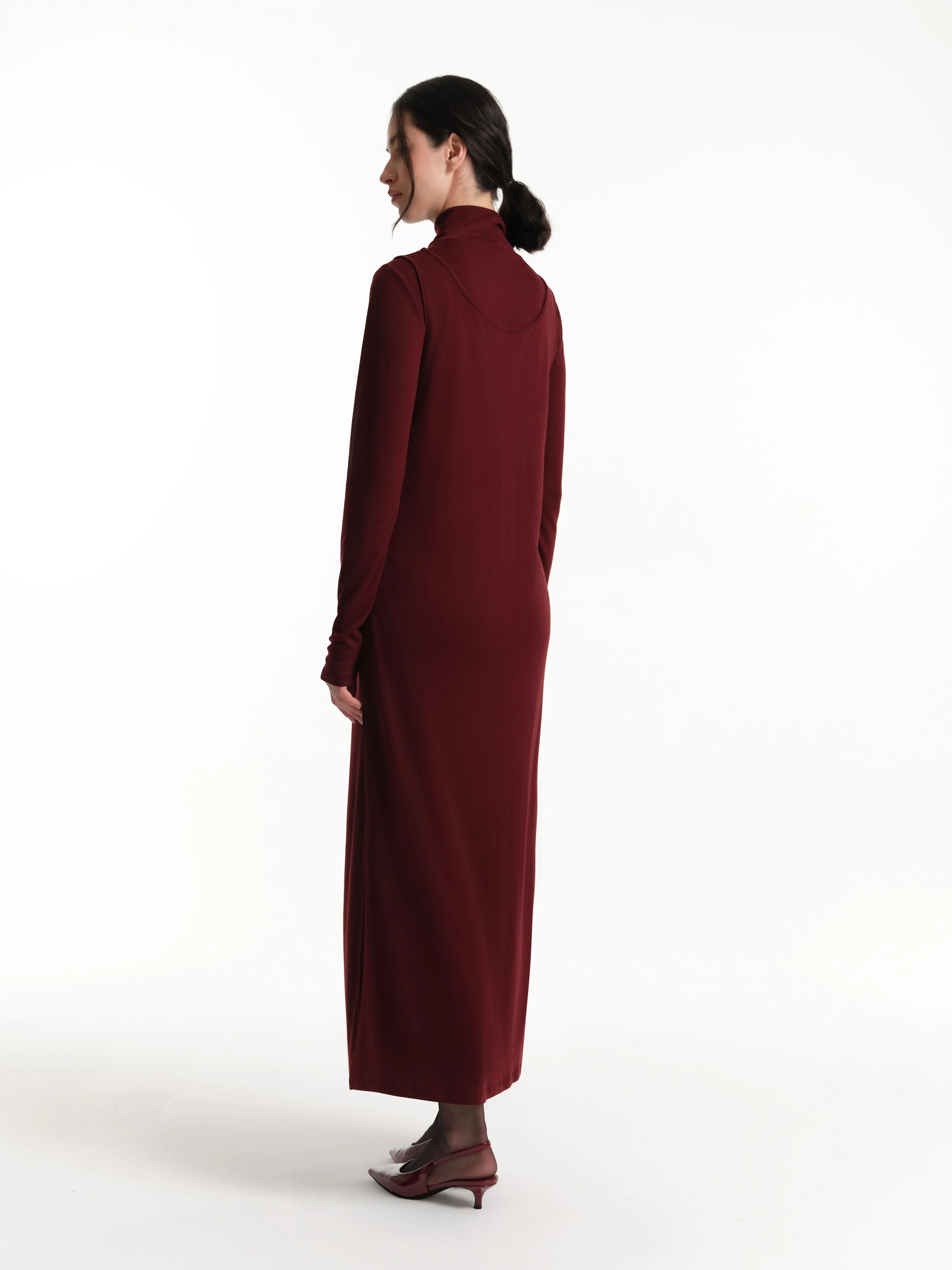 Двухслойное платье миди