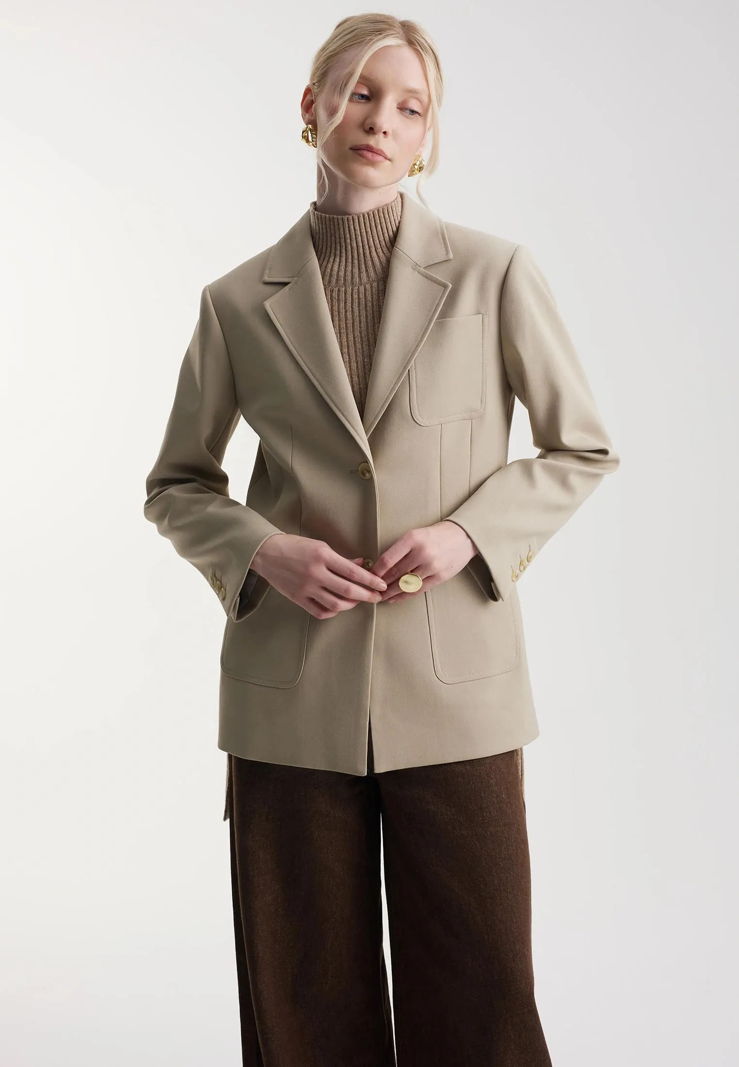 Однобортный жакет с шерстью