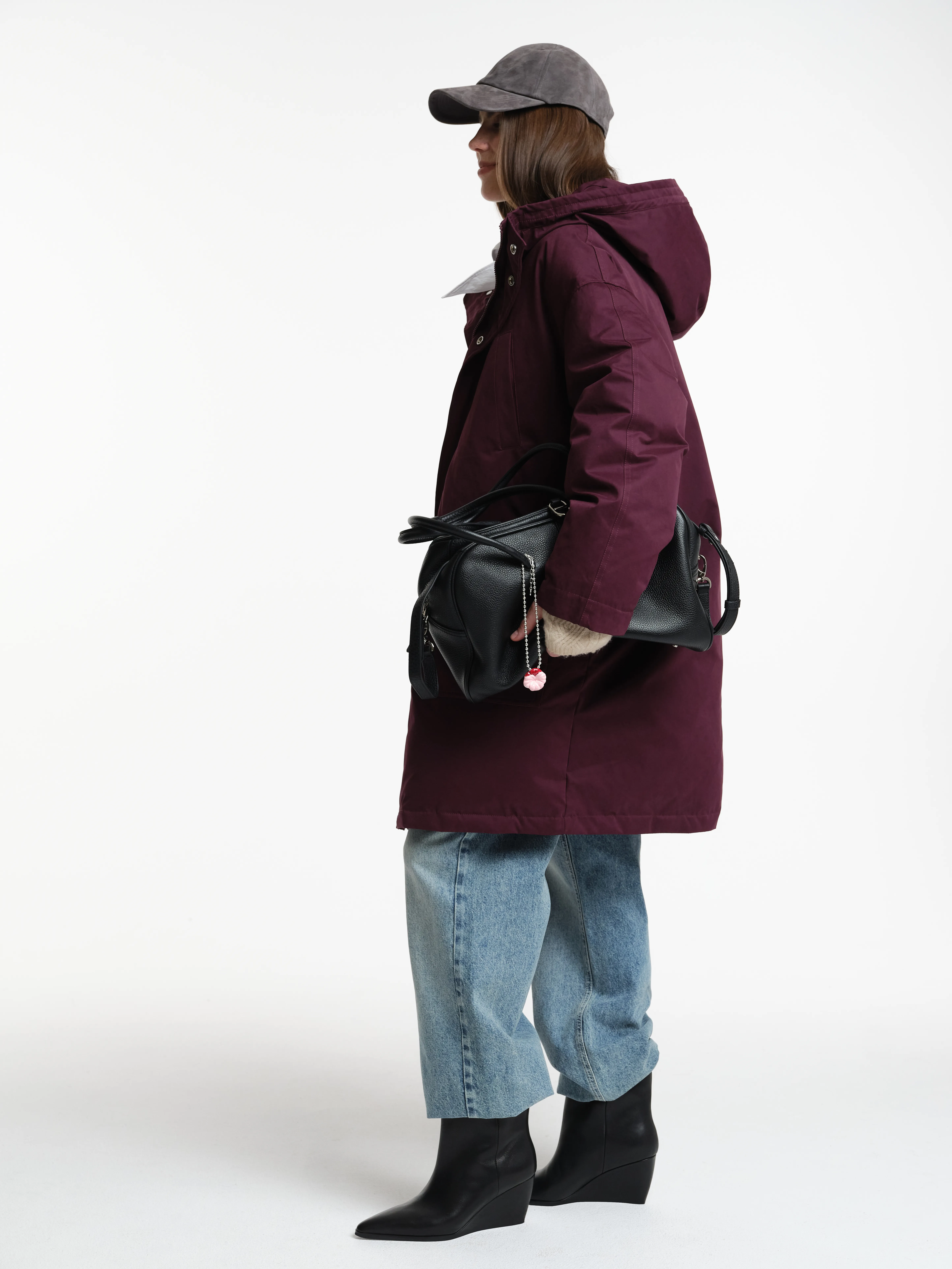 Утепленная парка oversize с капюшоном