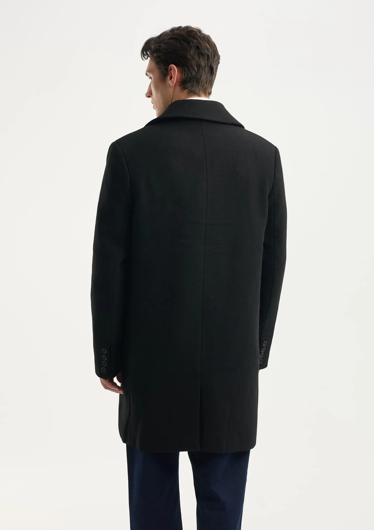 Двубортное пальто с шерстью