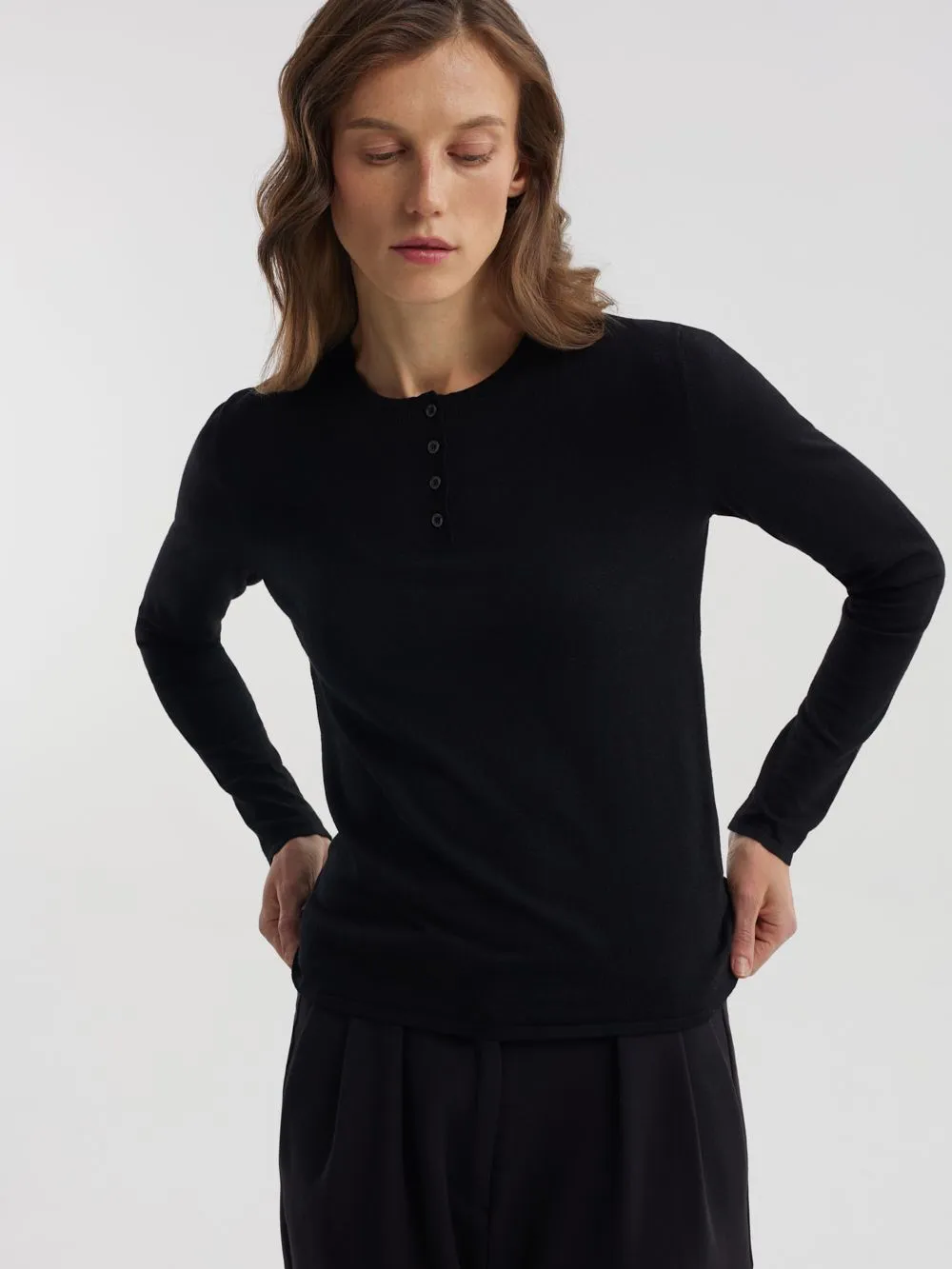 Вязаный лонгслив с шерстью и шелком