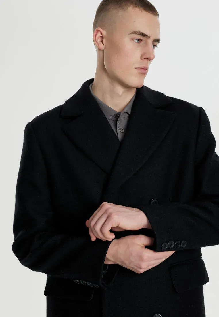 Двубортное пальто с шерстью