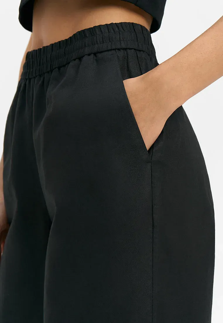 Льняные брюки с высокой посадкой