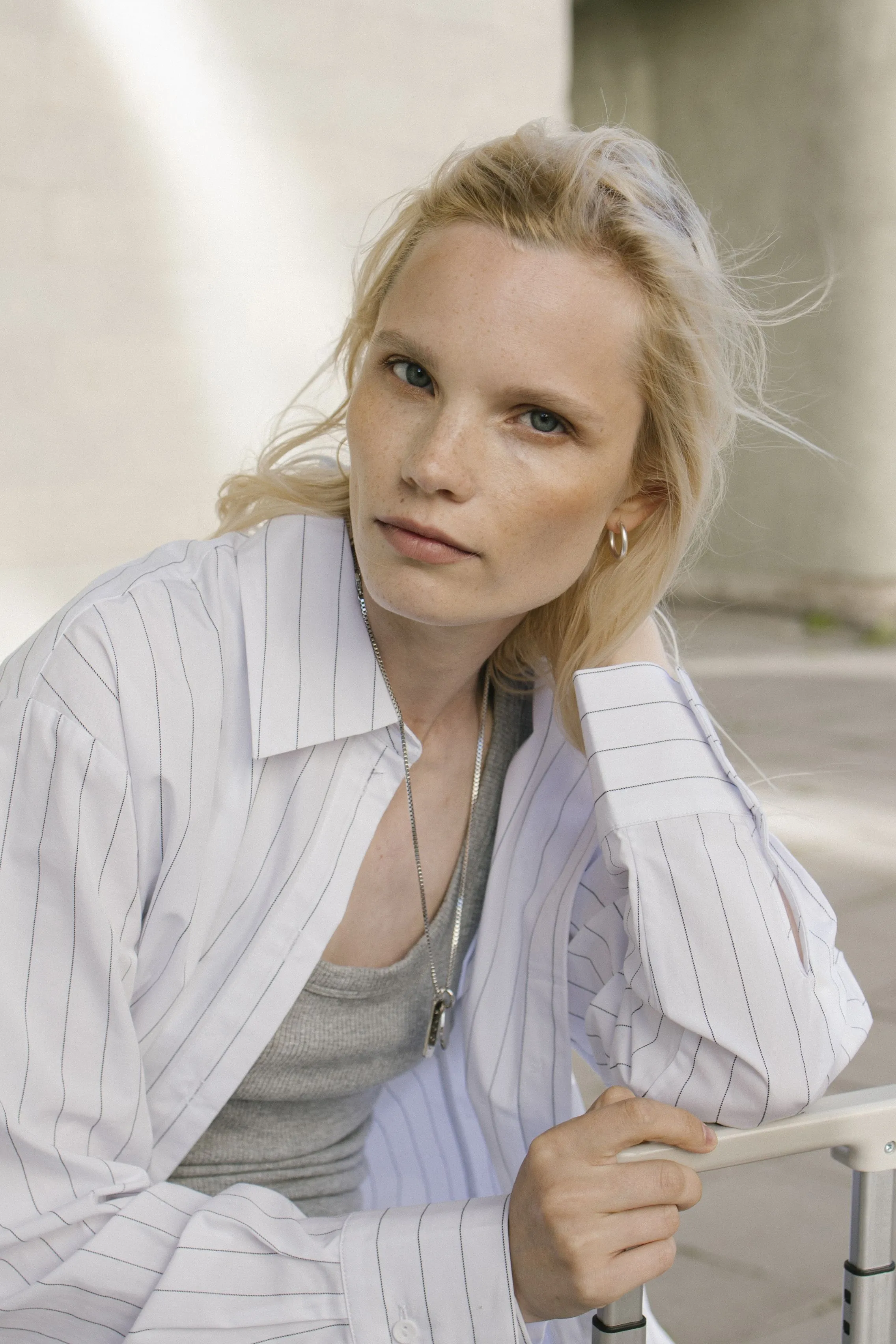 Oversize рубашка в полоску из хлопка и лиоцелла